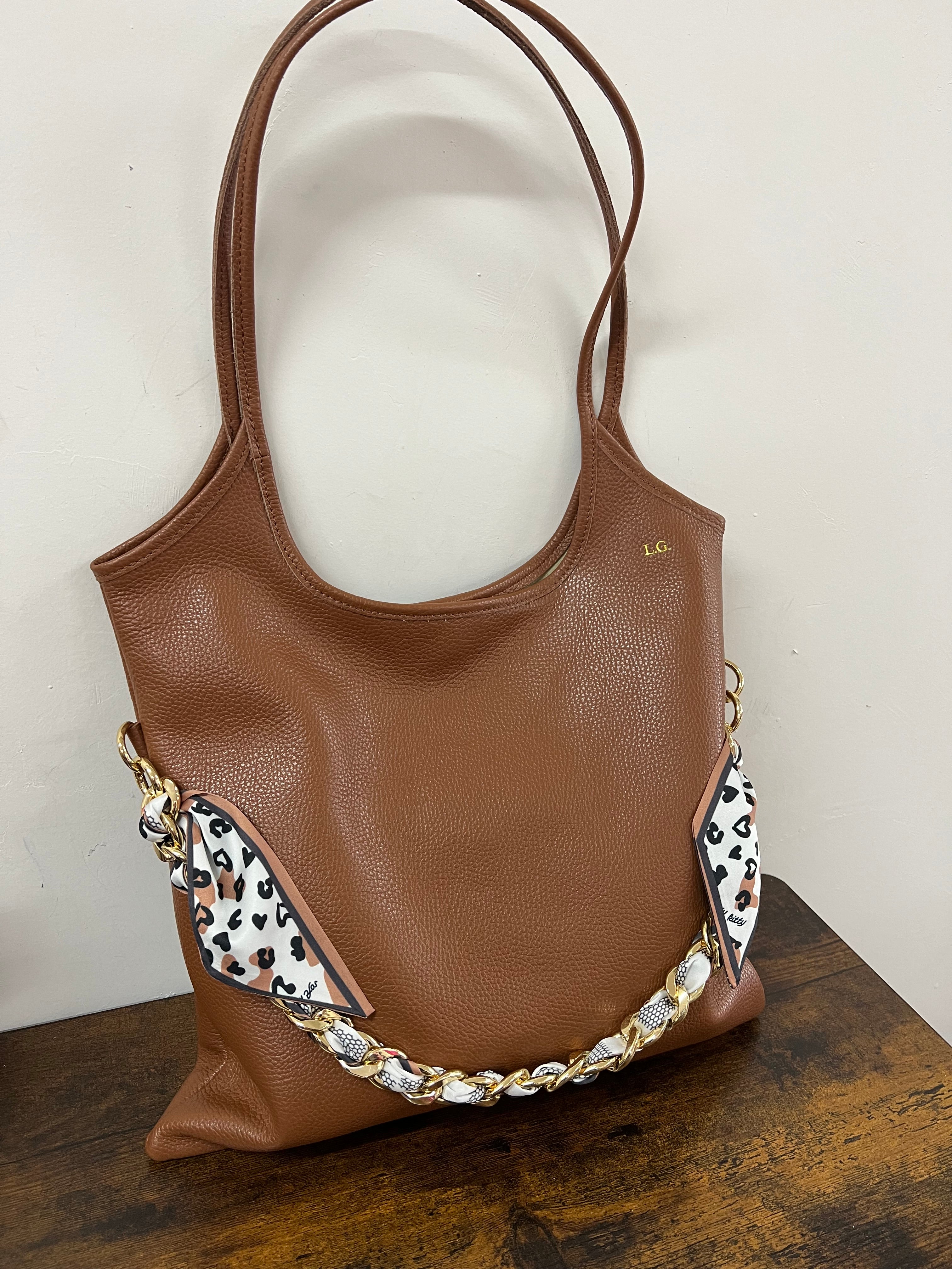 Catena foulard mac cuori cuoio e nero