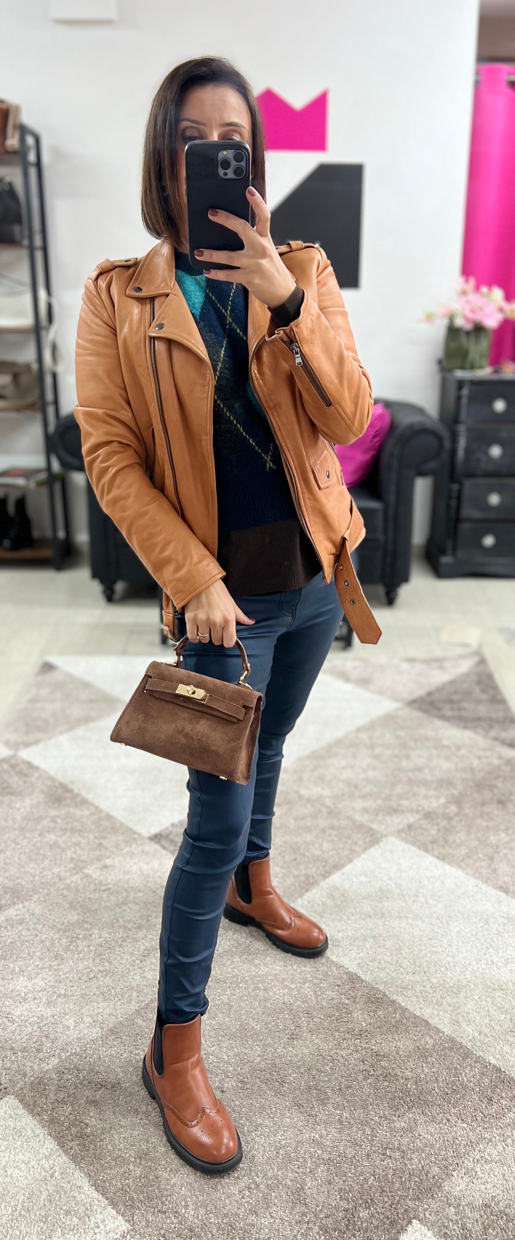 Kylie pocket suede cioccolato