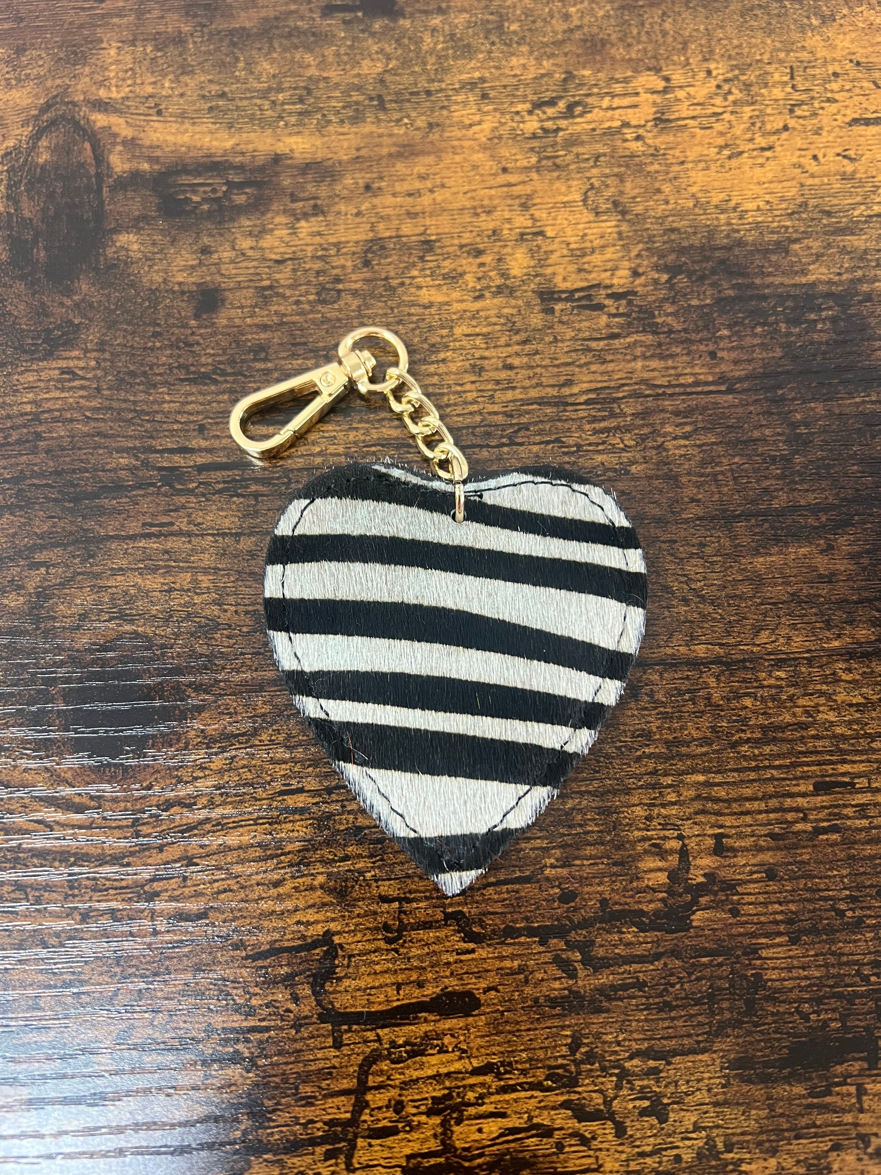 Cuore in vera pelle z cavallino zeb bianco e nero