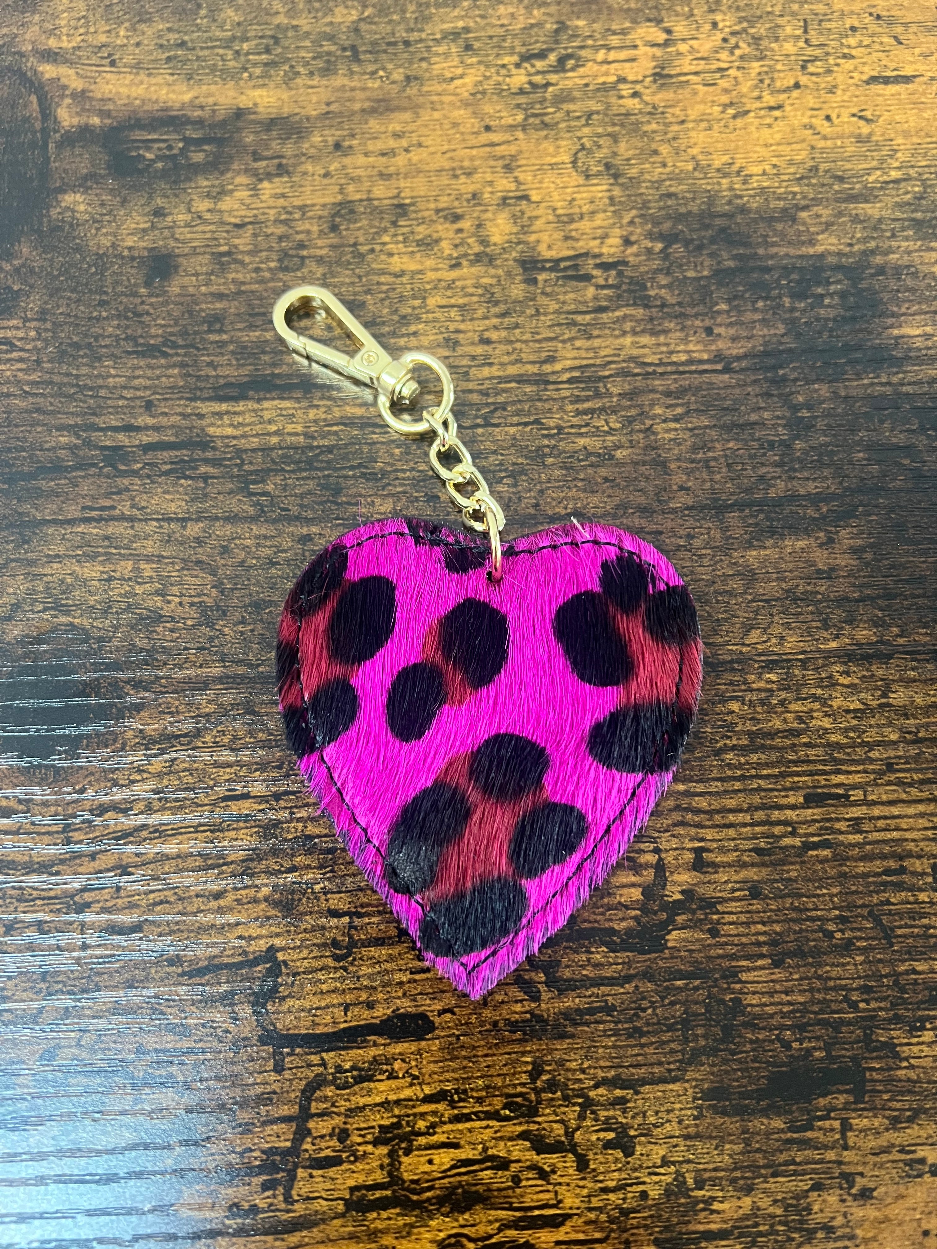 Cuore in vera pelle z cavallino mac largo fucsia