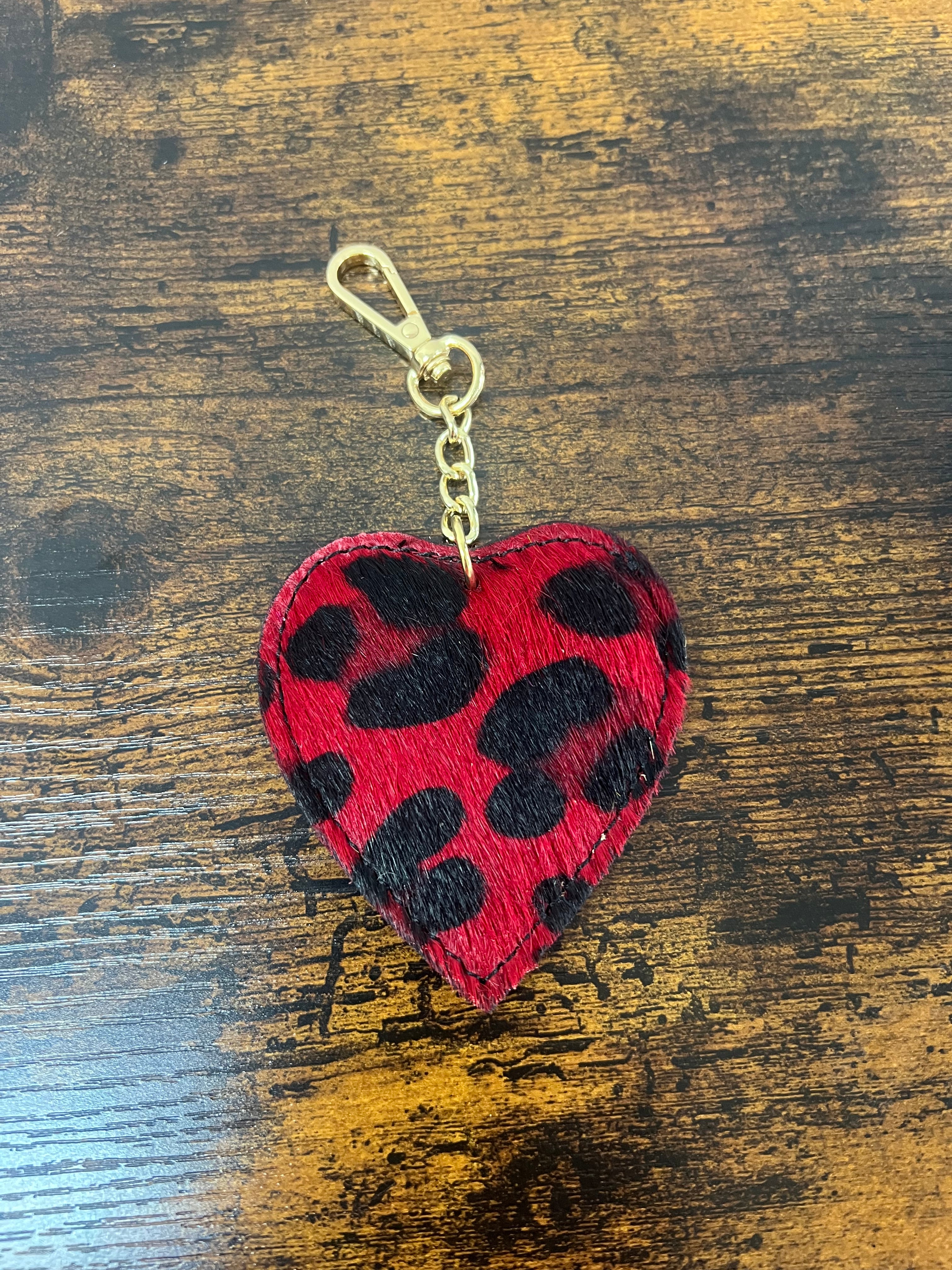Cuore in vera pelle z cavallino mac largo rosso