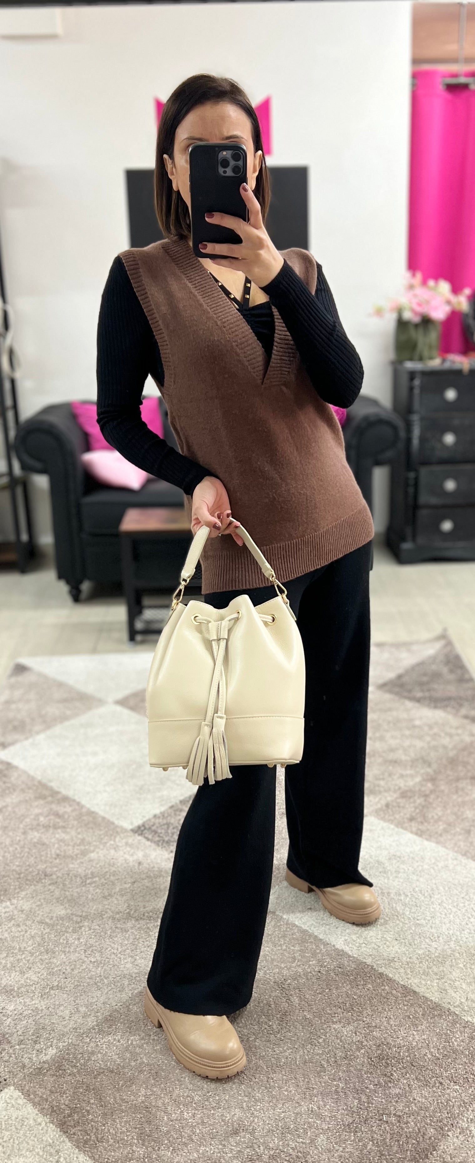 Sacchetto frange maxi panna