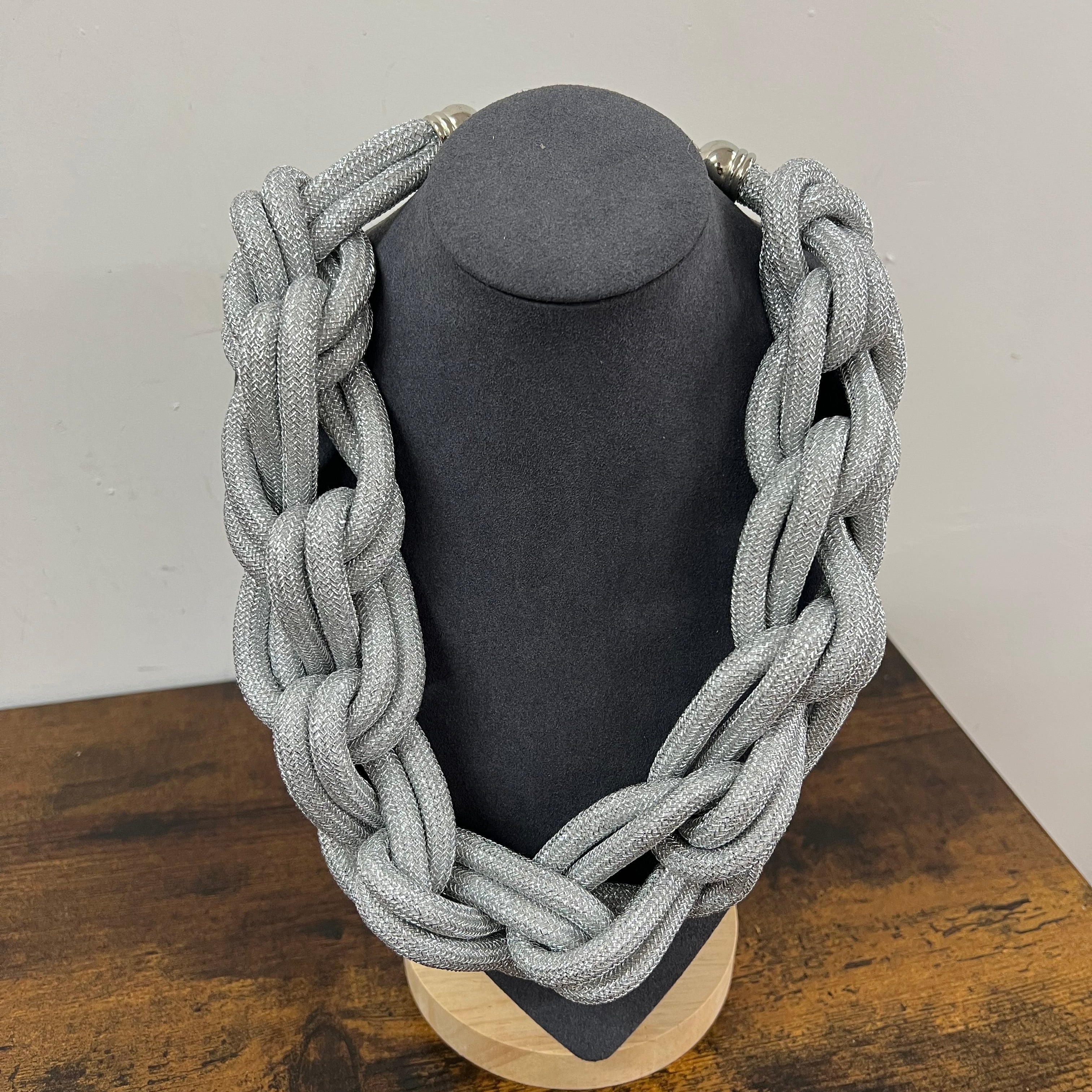 Collana intreccio tessuto argento