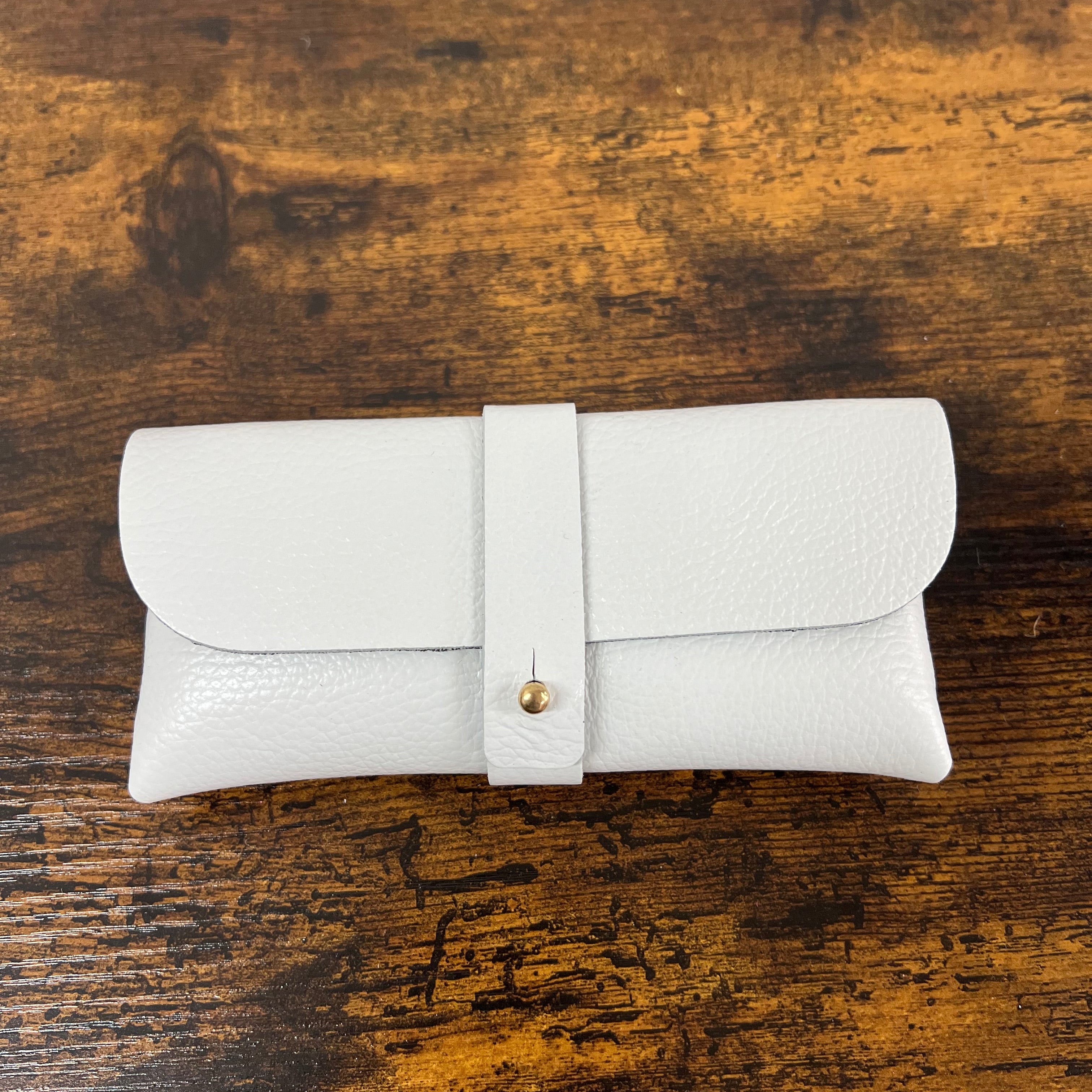 Portaocchiali in vera pelle bianco