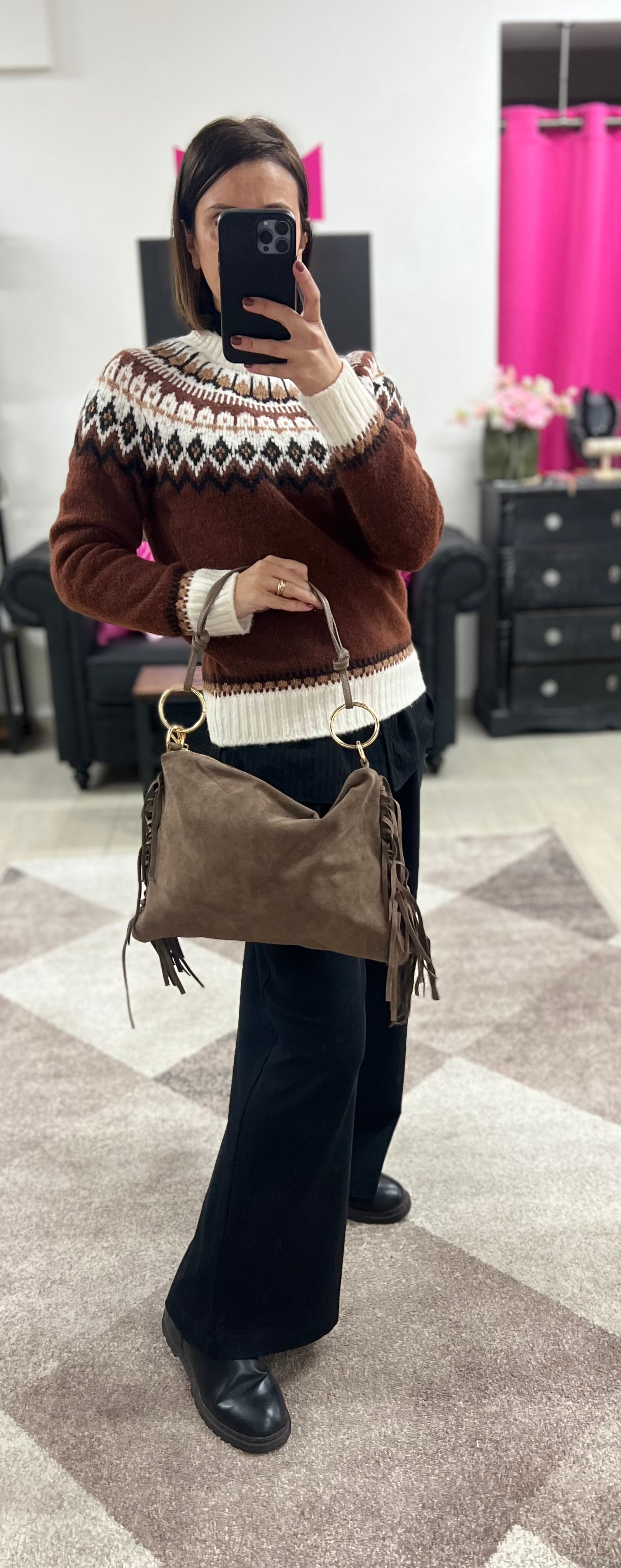 Ariel pelle suede fango