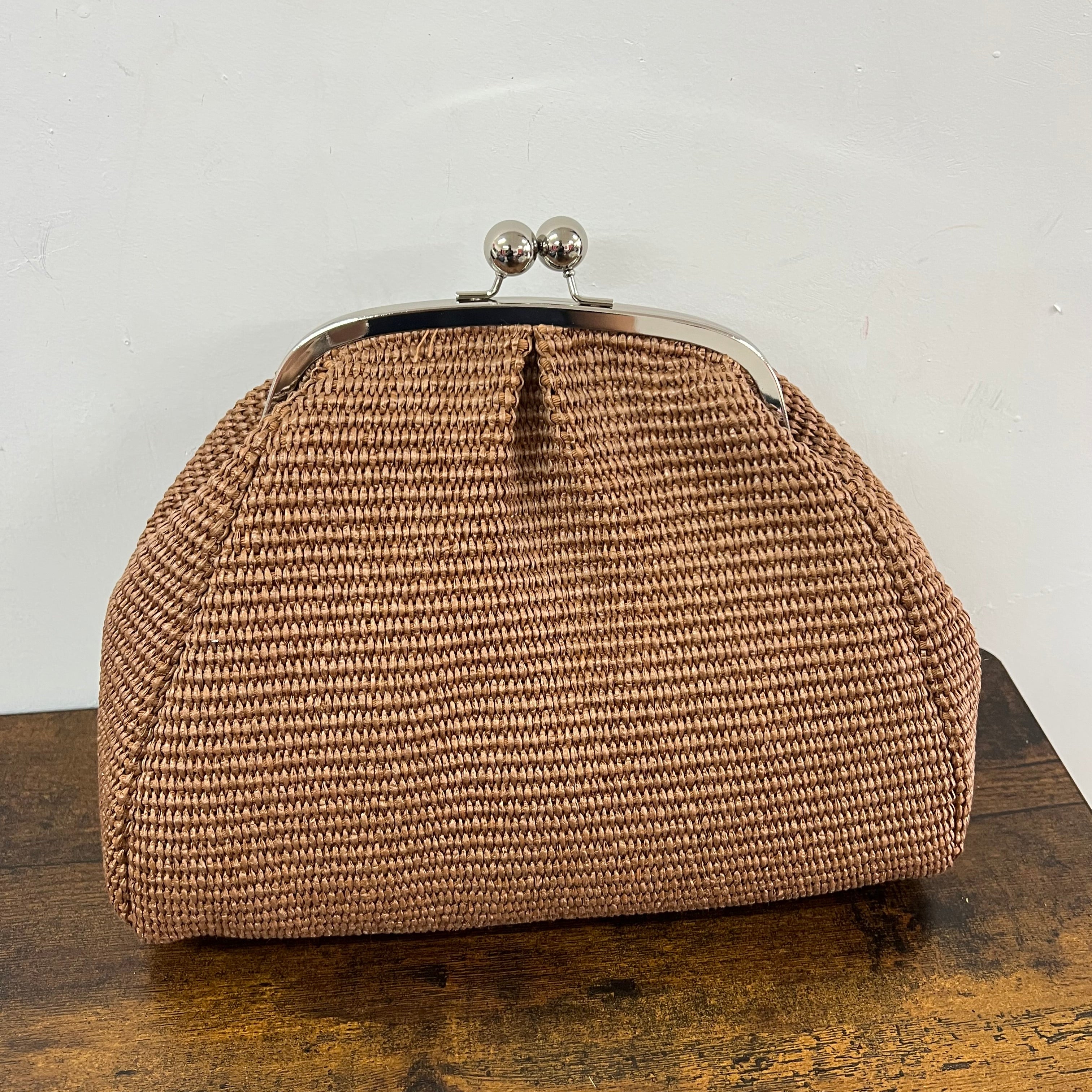 Clutch mega rafia tabacco