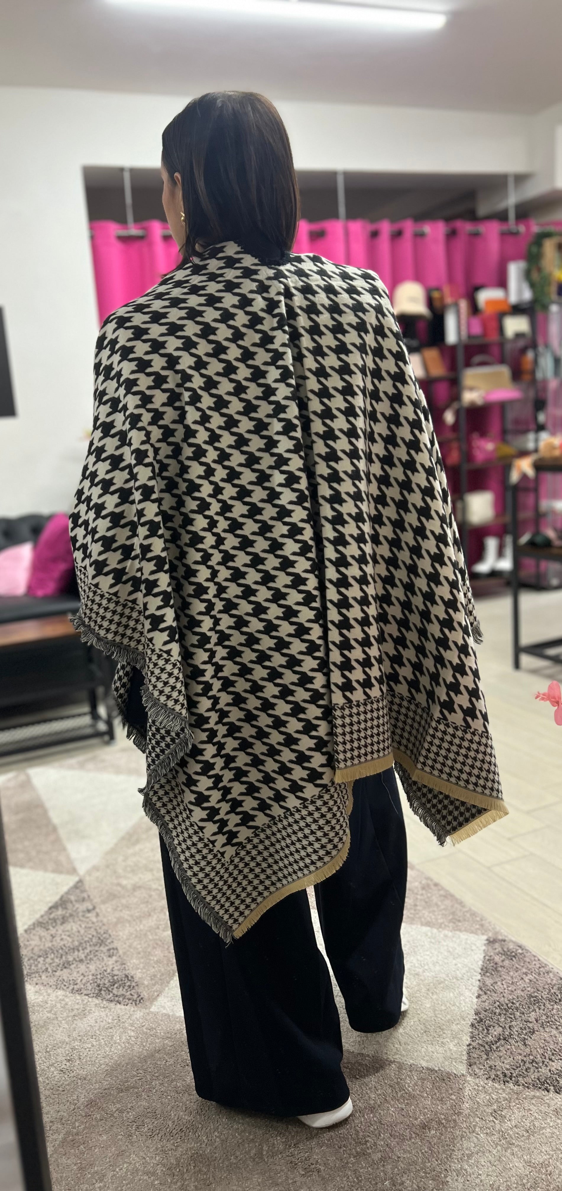 Mantella pied de poule nero e panna