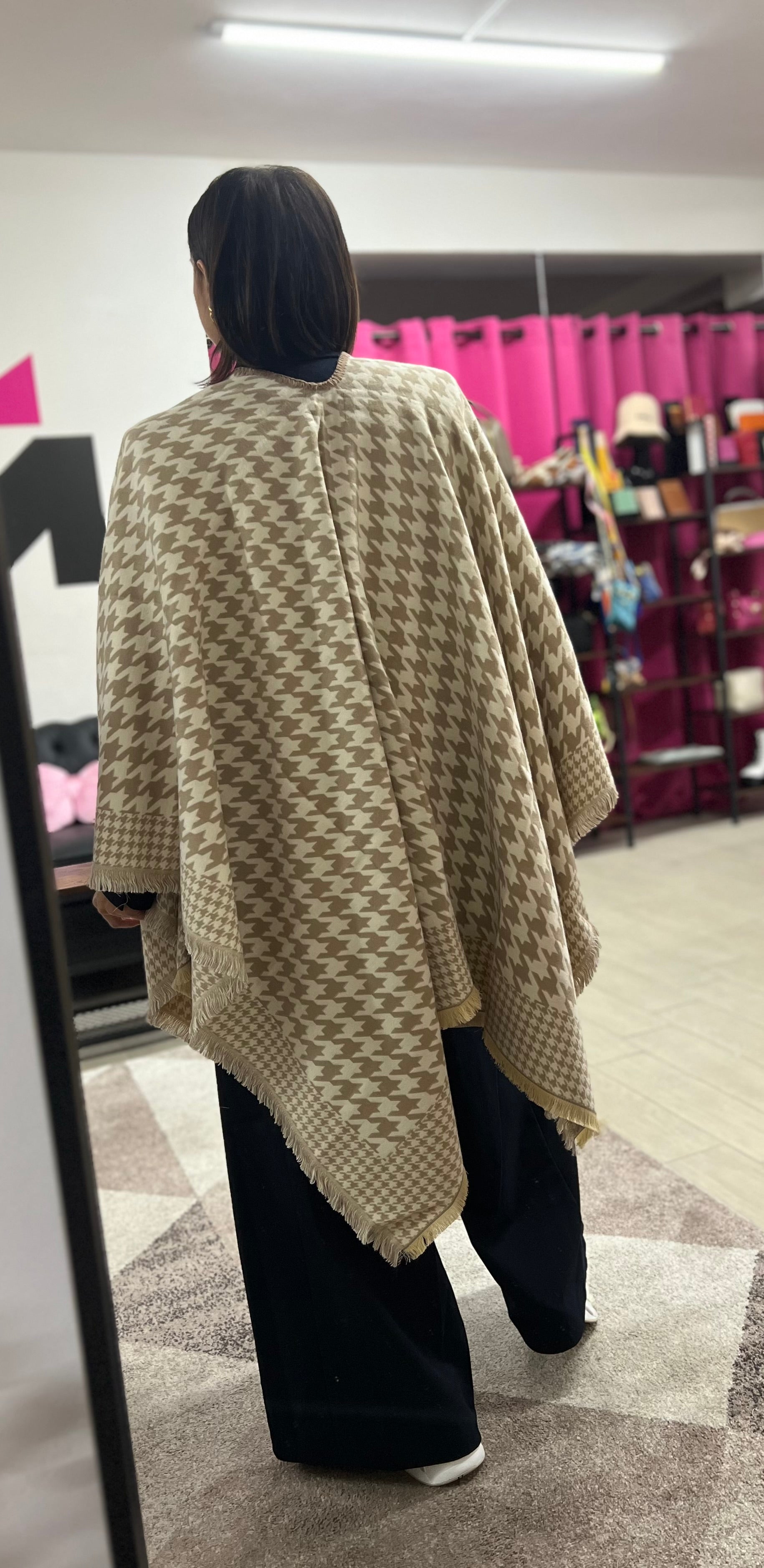 Mantella pied de poule tortora e panna