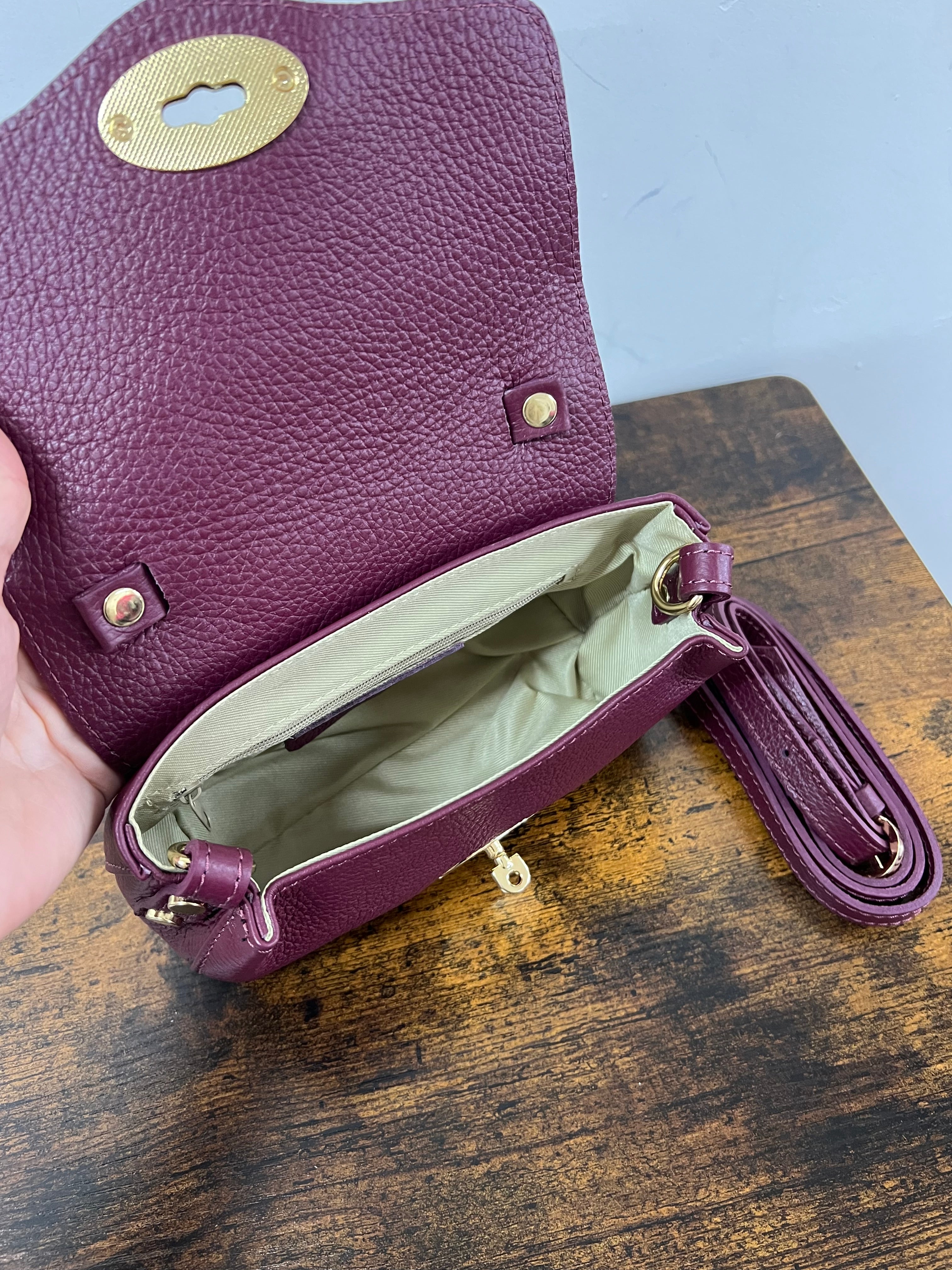 Country bag monocolore z pocket amaranto