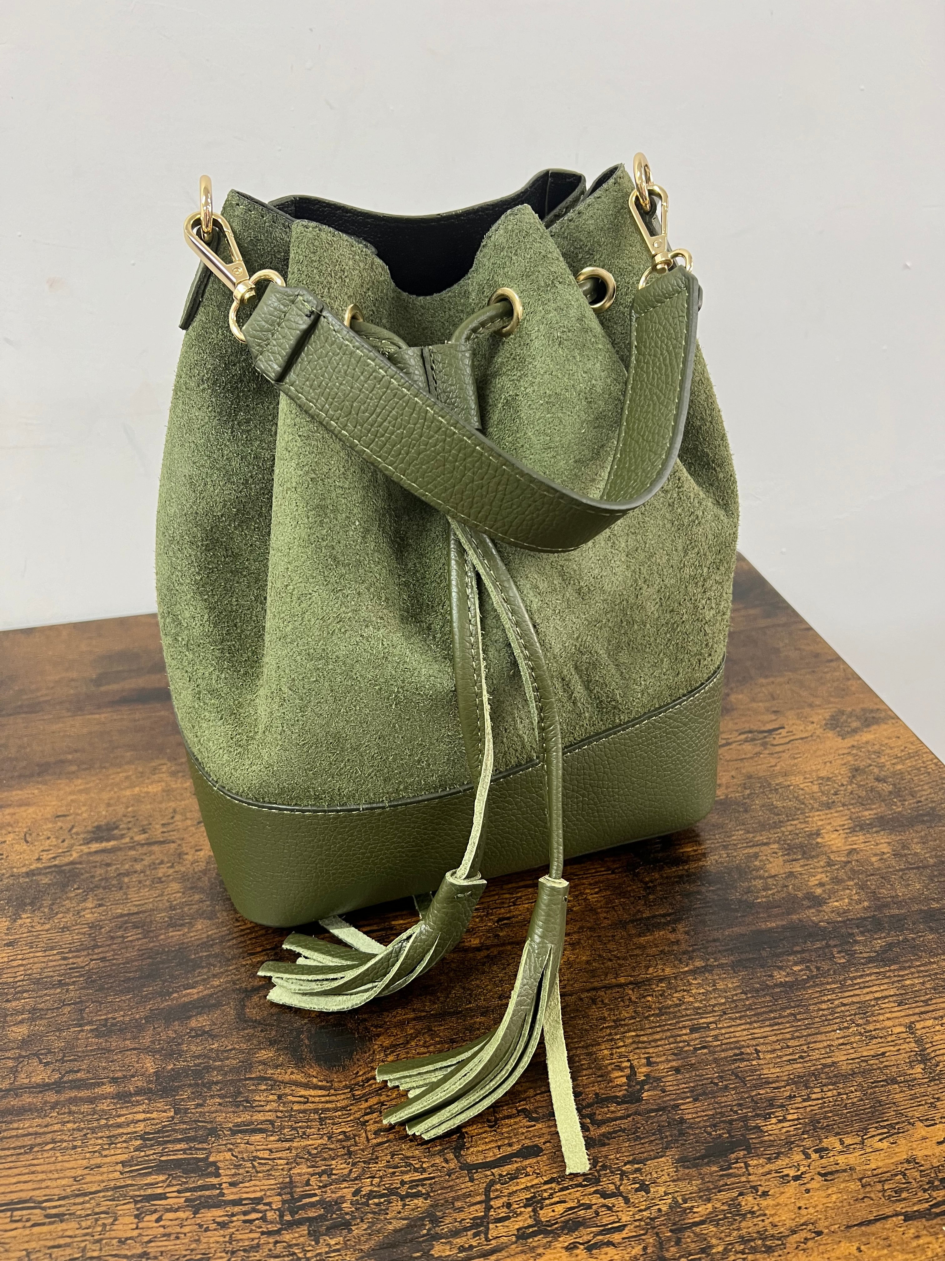 Sacchetto frange maxi z scam verde militare