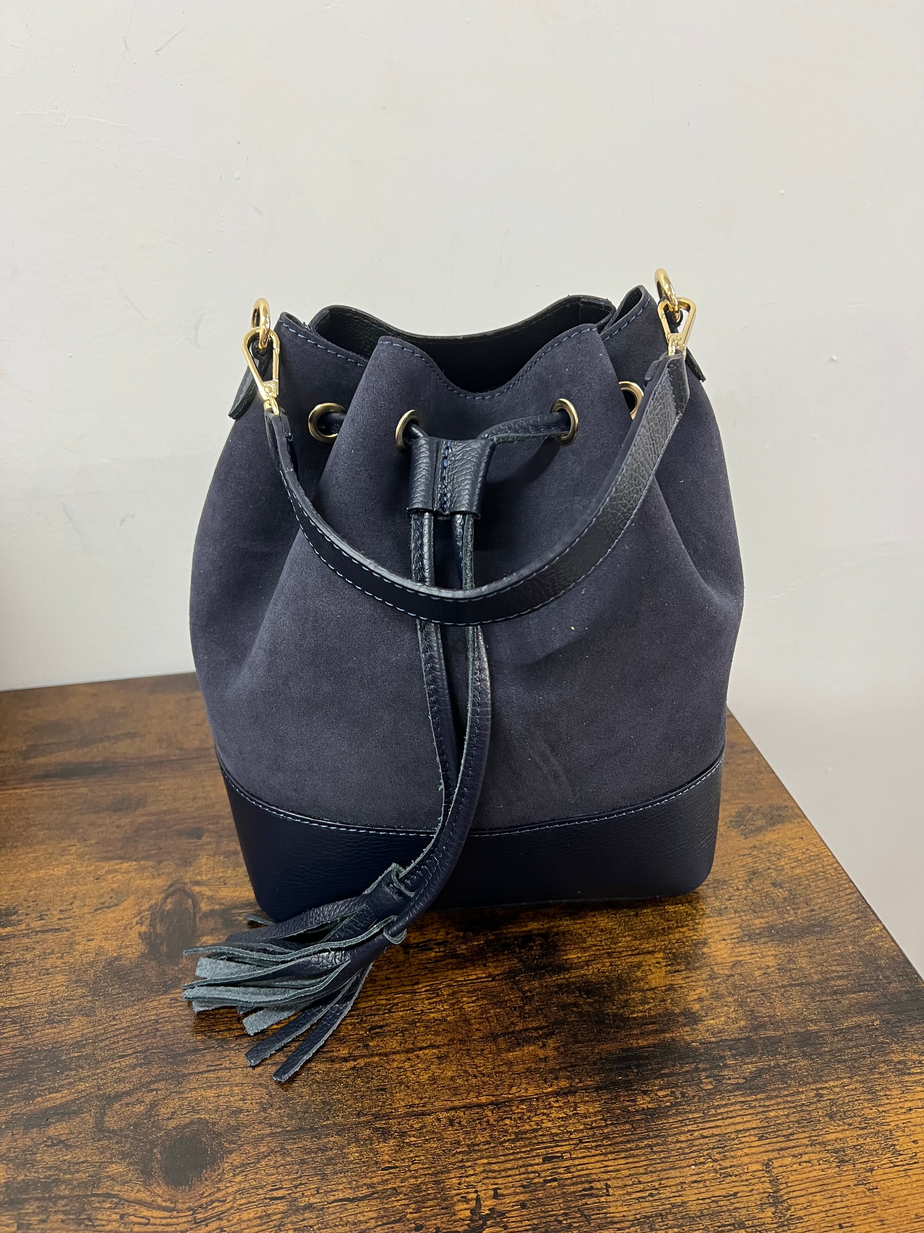 Sacchetto frange maxi z scam blu navy
