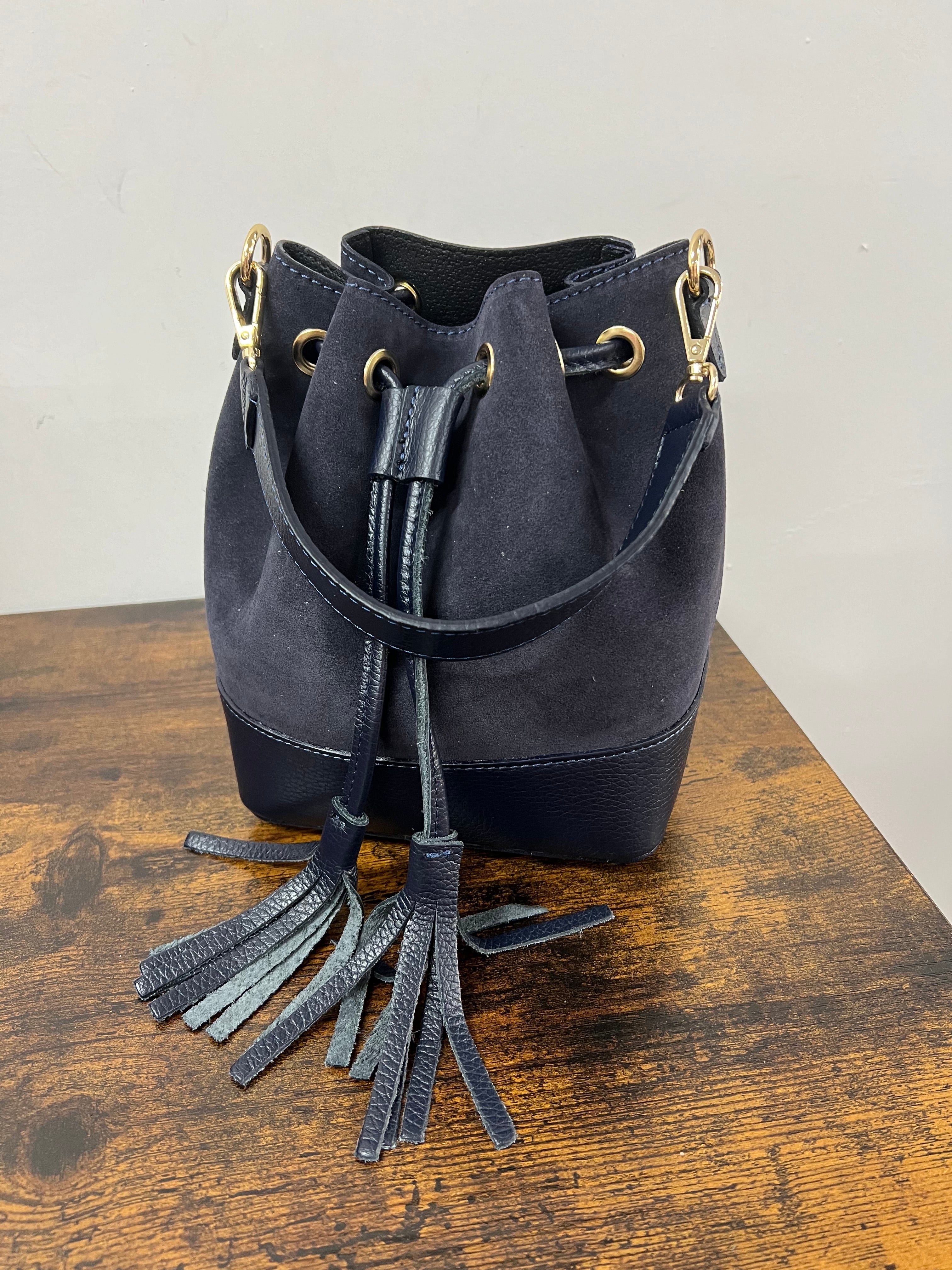 Sacchetto frange mini z scam blu navy