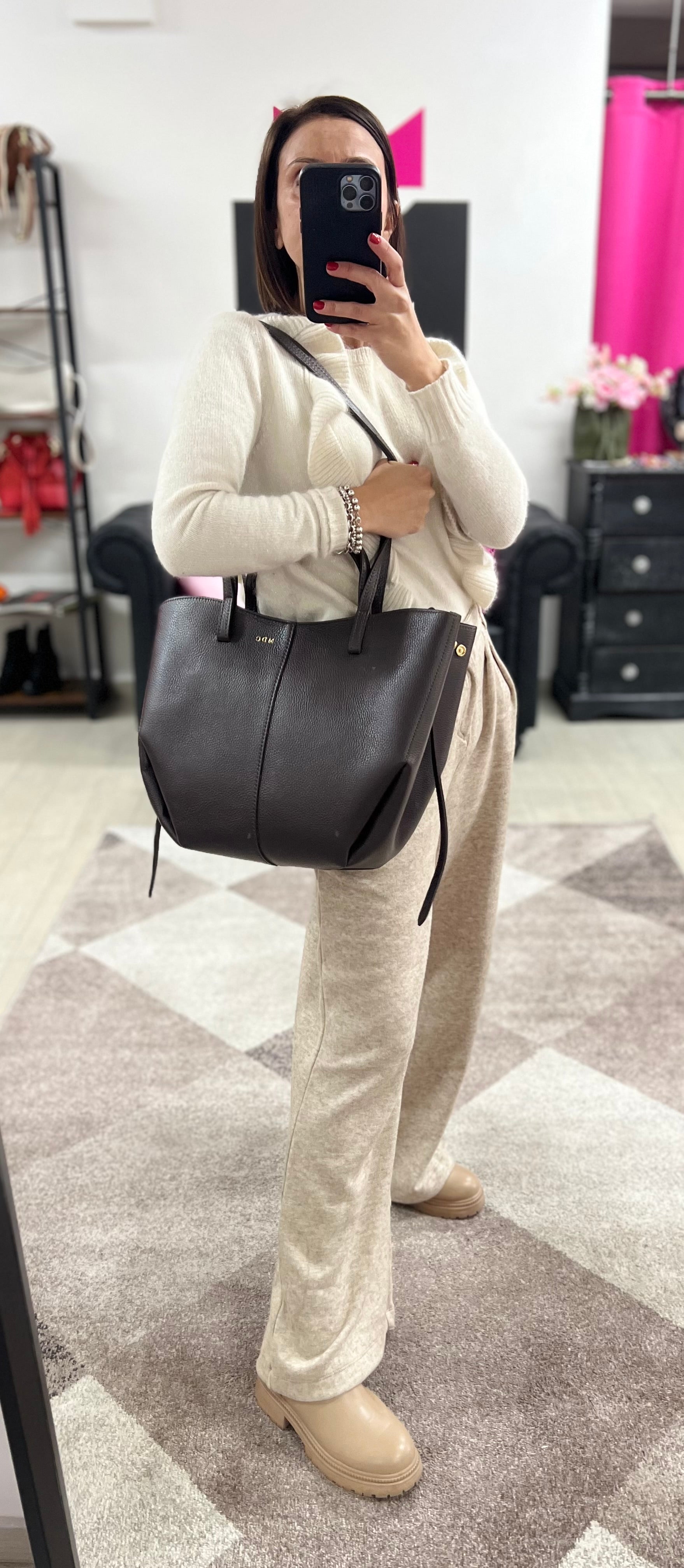 Lili shopper bag with dark brown head