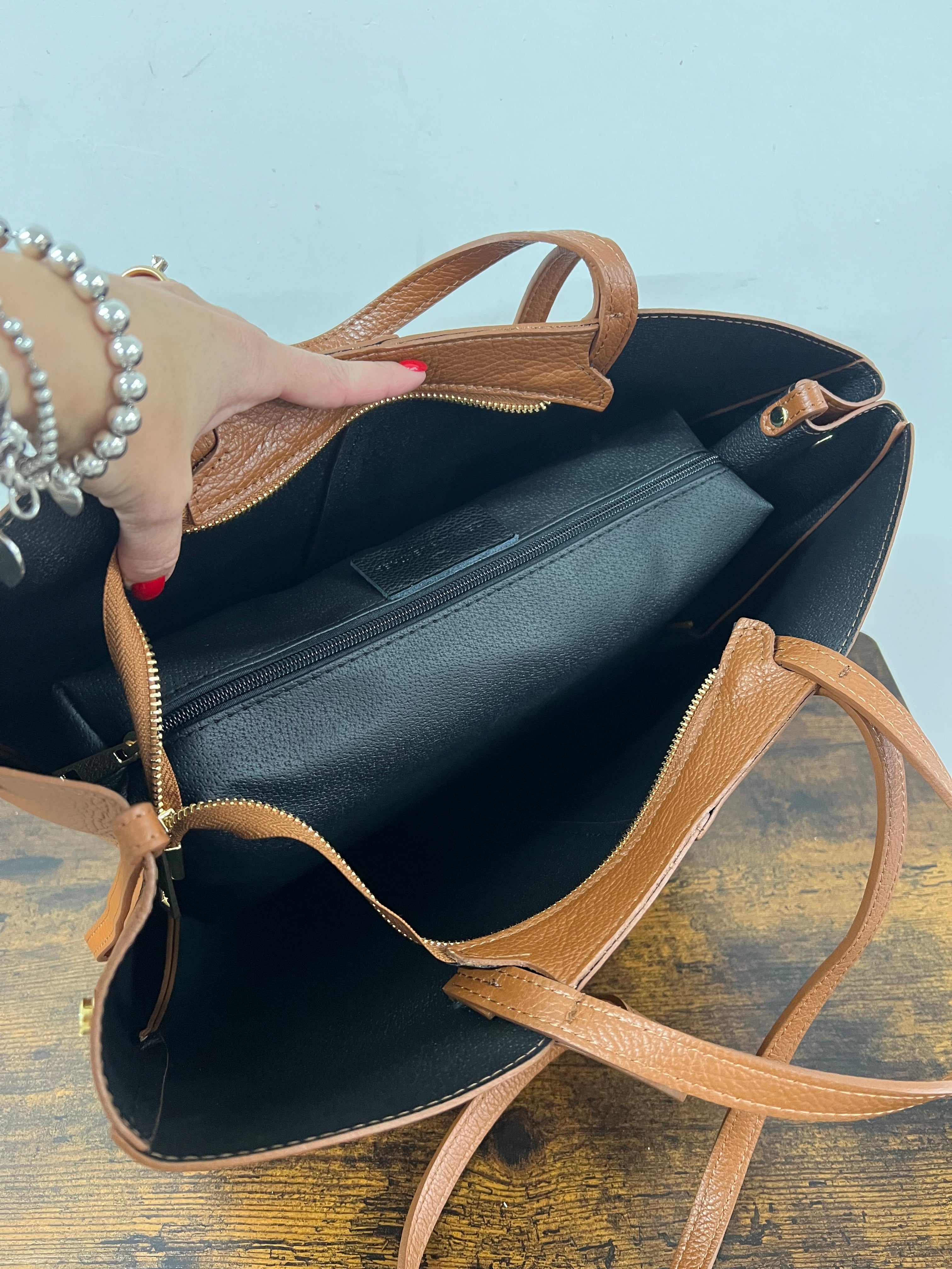 Shopper lili z over cuoio scuro