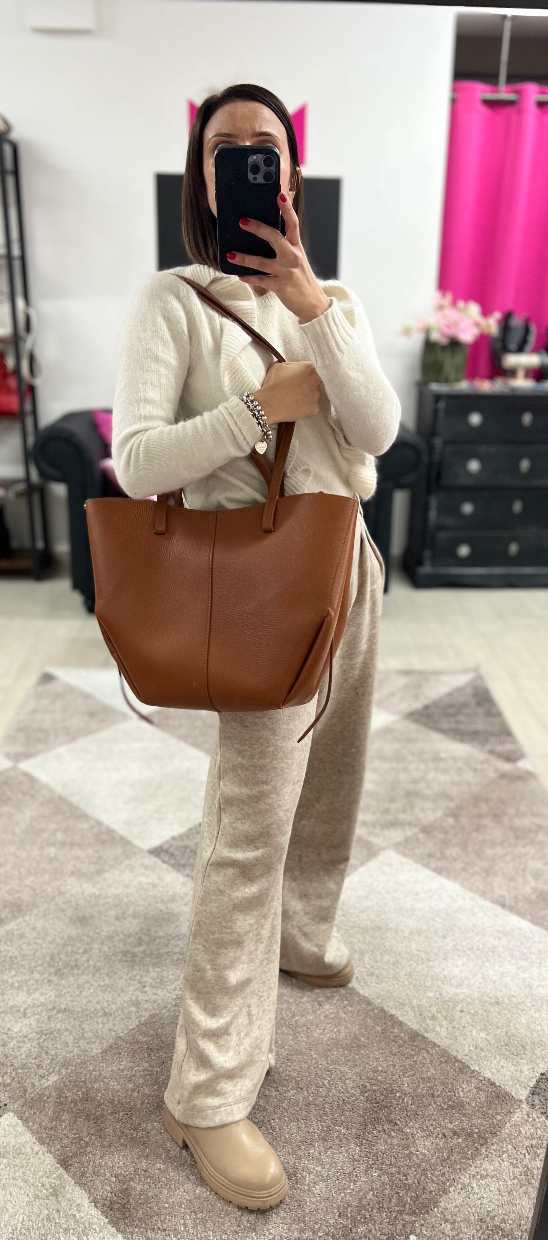 Shopper lili z over cuoio scuro