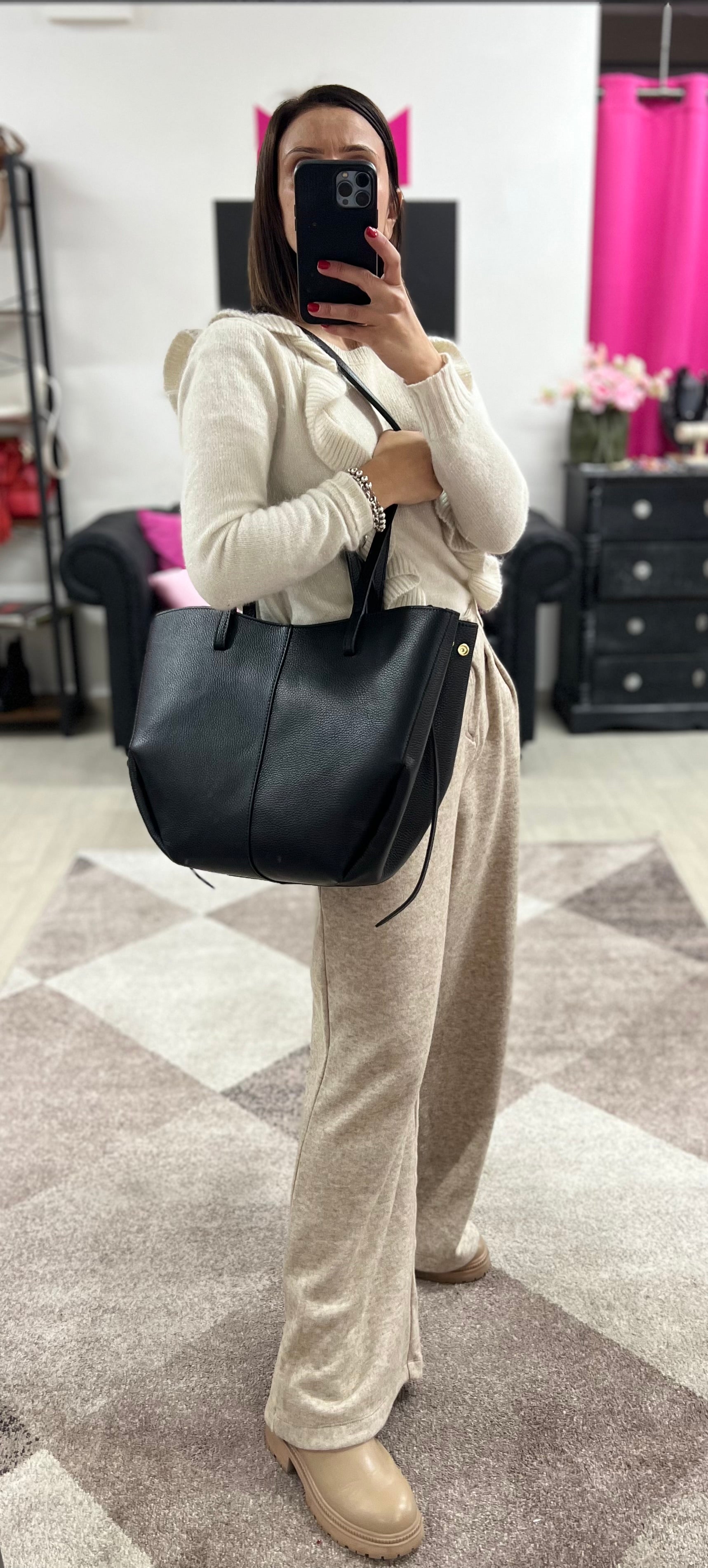 Black Lili shopper with all-over print