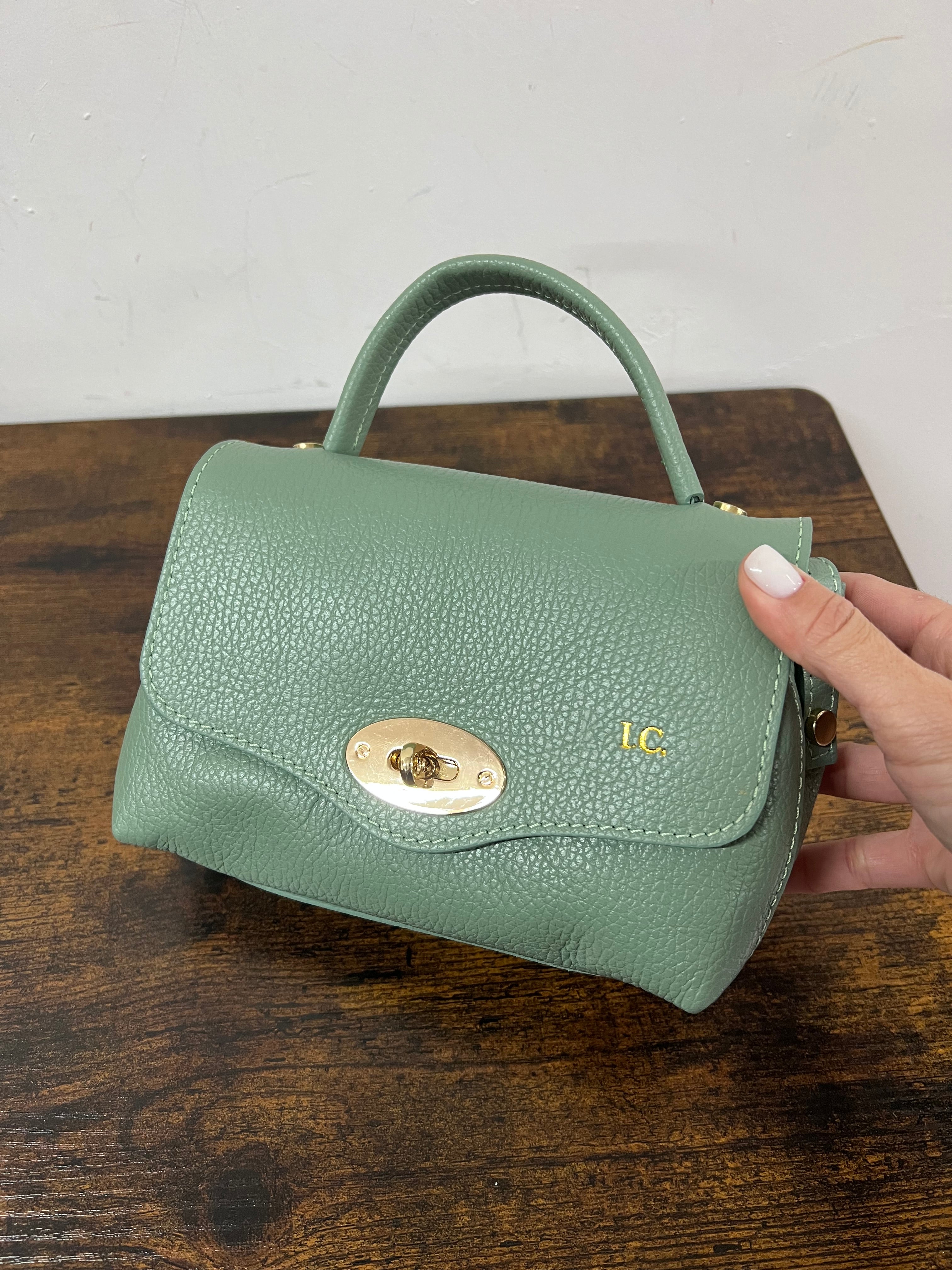 Country bag monocolore z pocket verde salvia