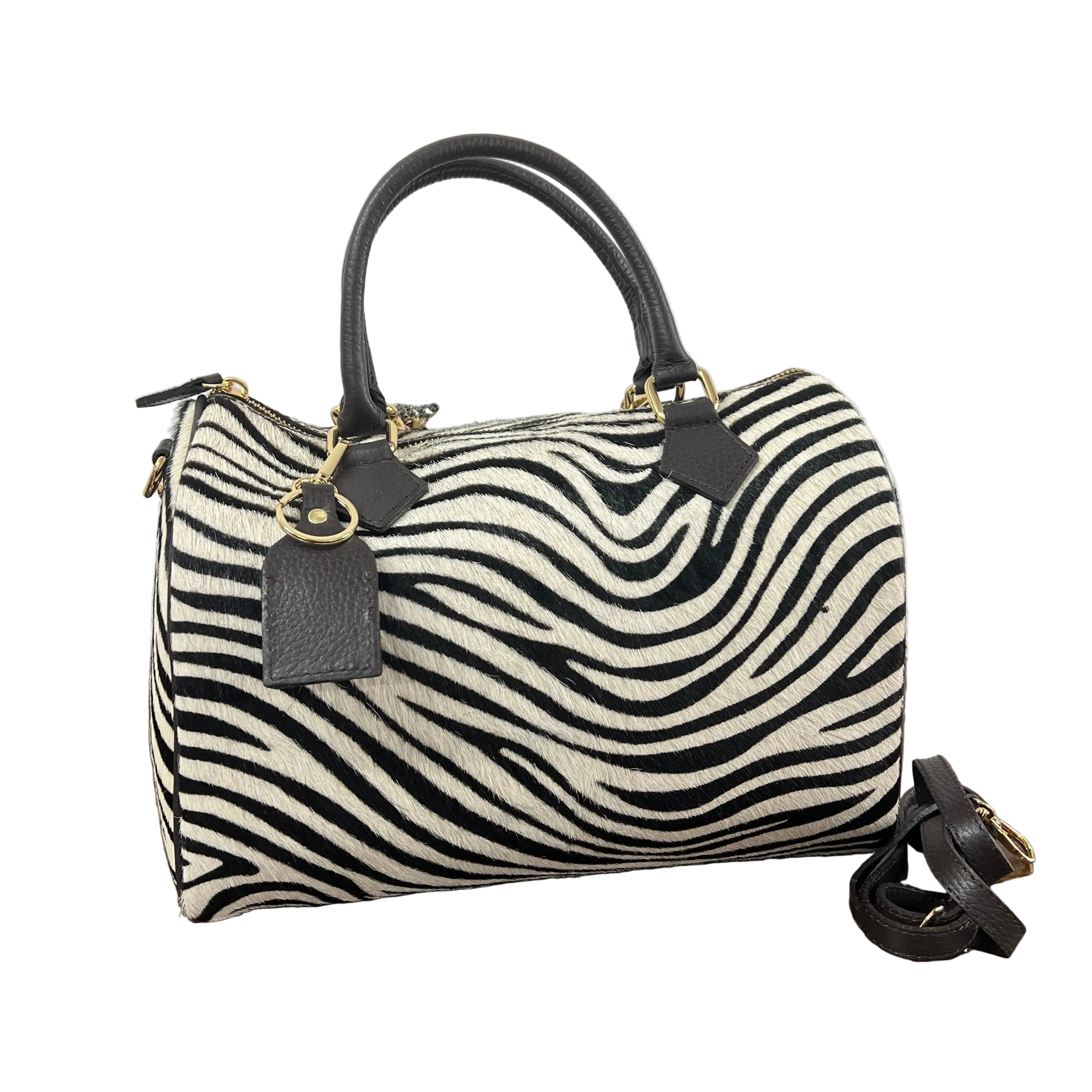 Bauletto maxi cavallino zebra bianco e nero