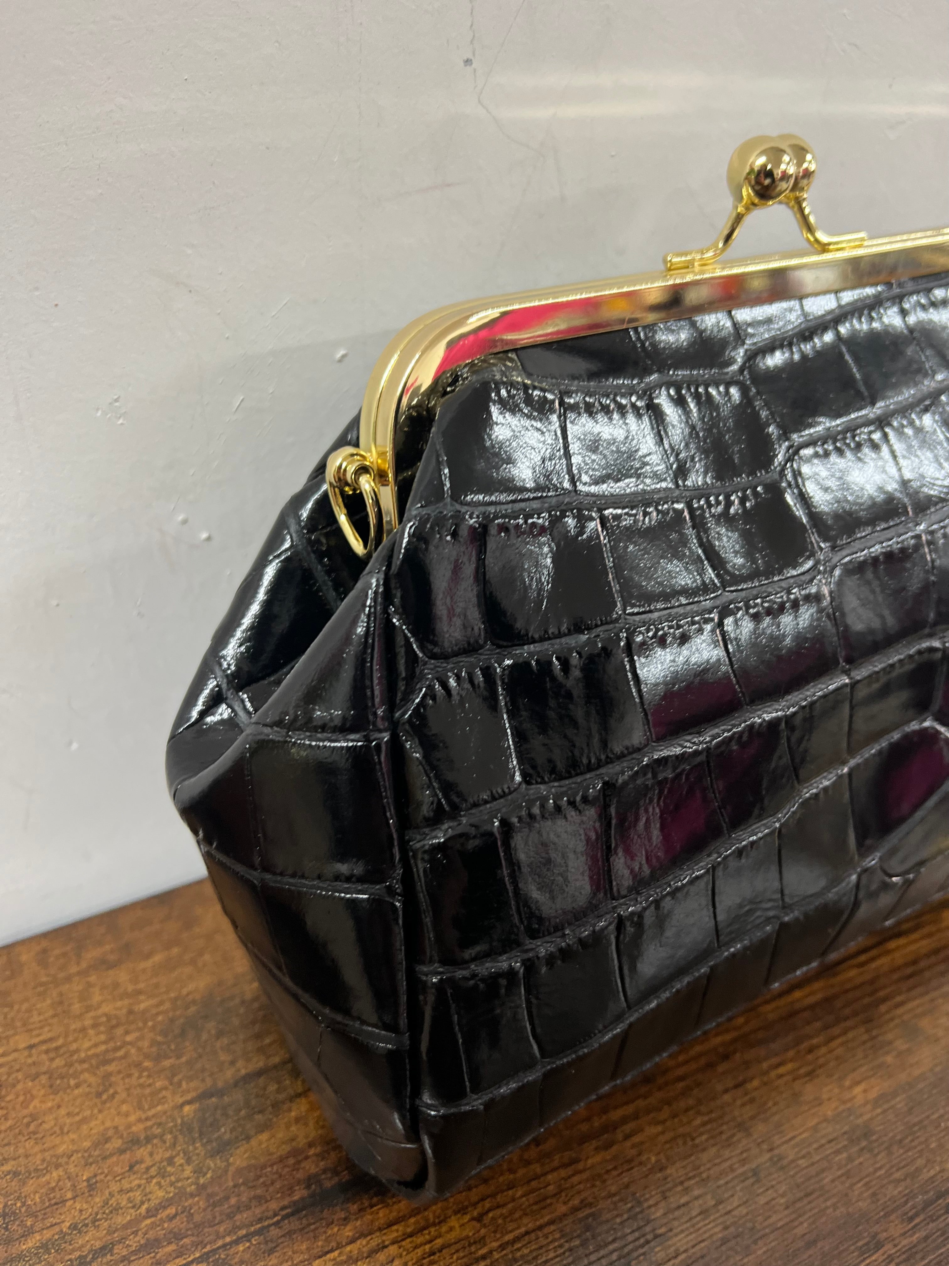 Maxi borsello cocco vernice nero