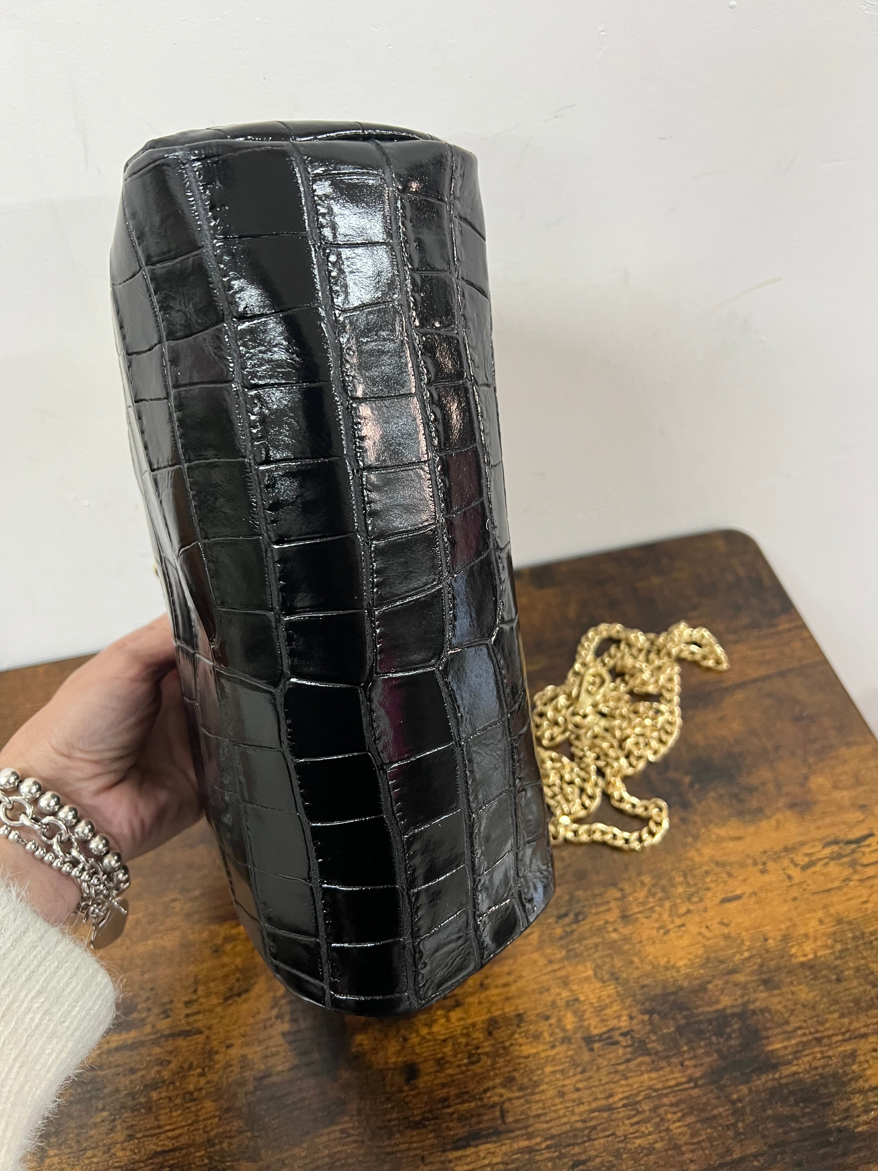 Maxi borsello cocco vernice nero