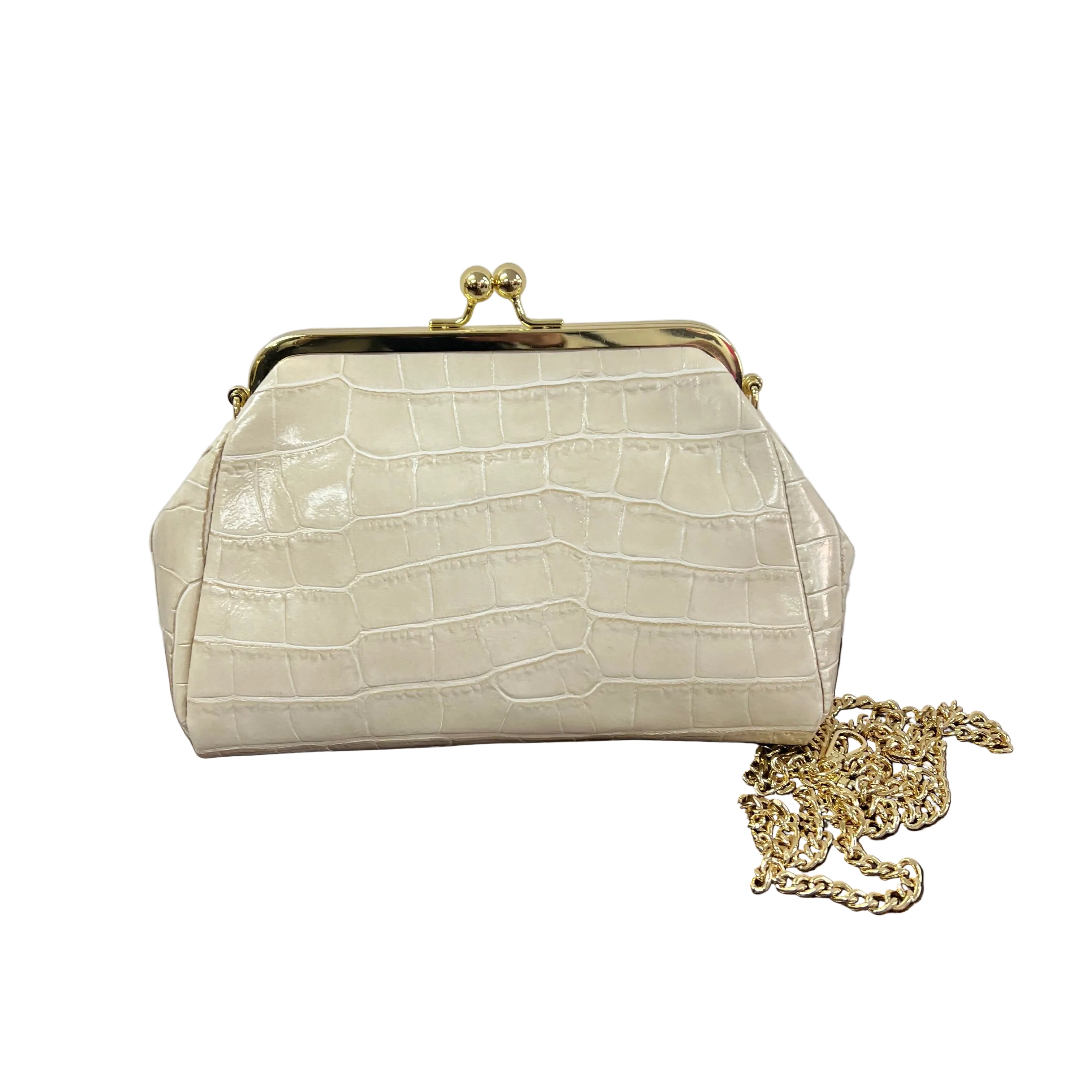 Maxi borsello cocco vernice panna