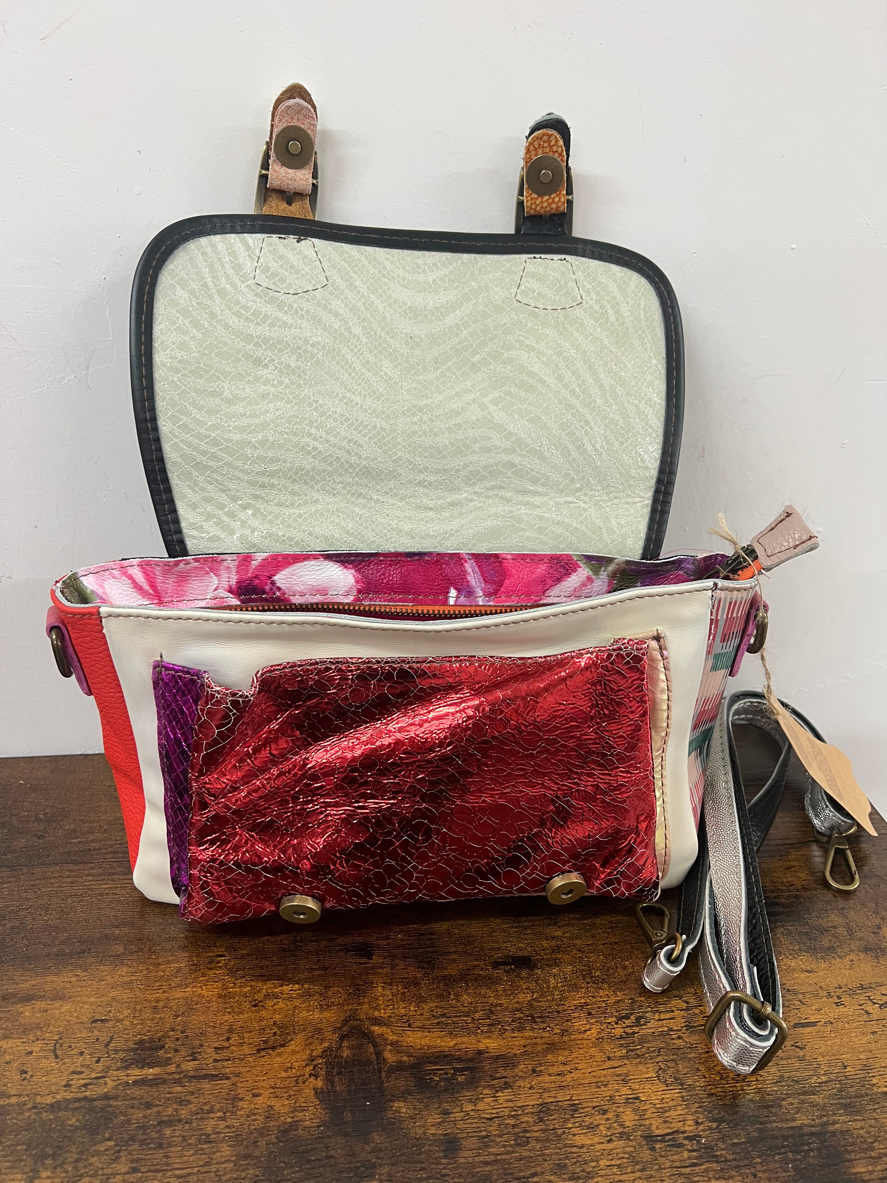 Cartella patchwork vintage celeste