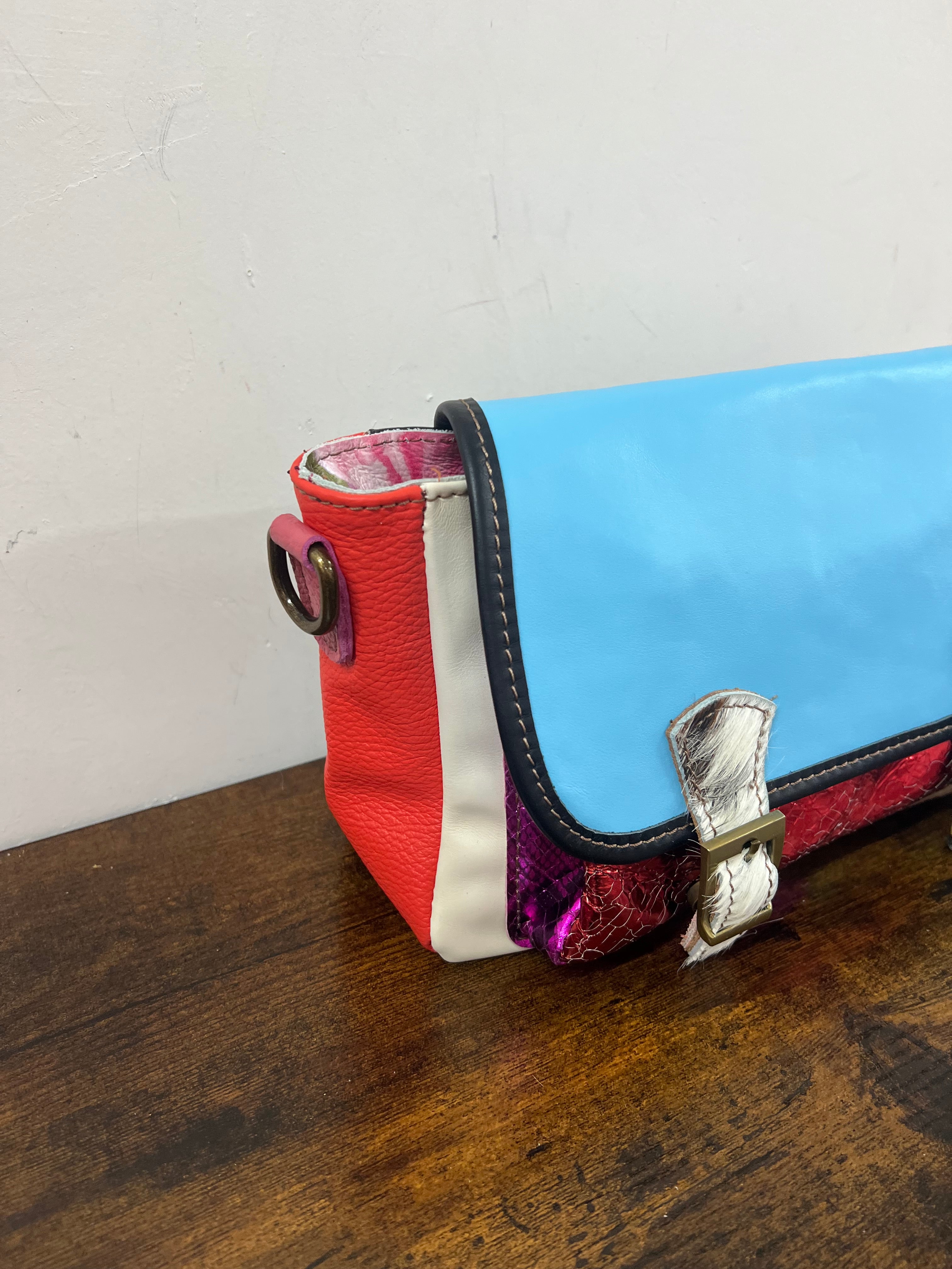 Cartella patchwork vintage celeste