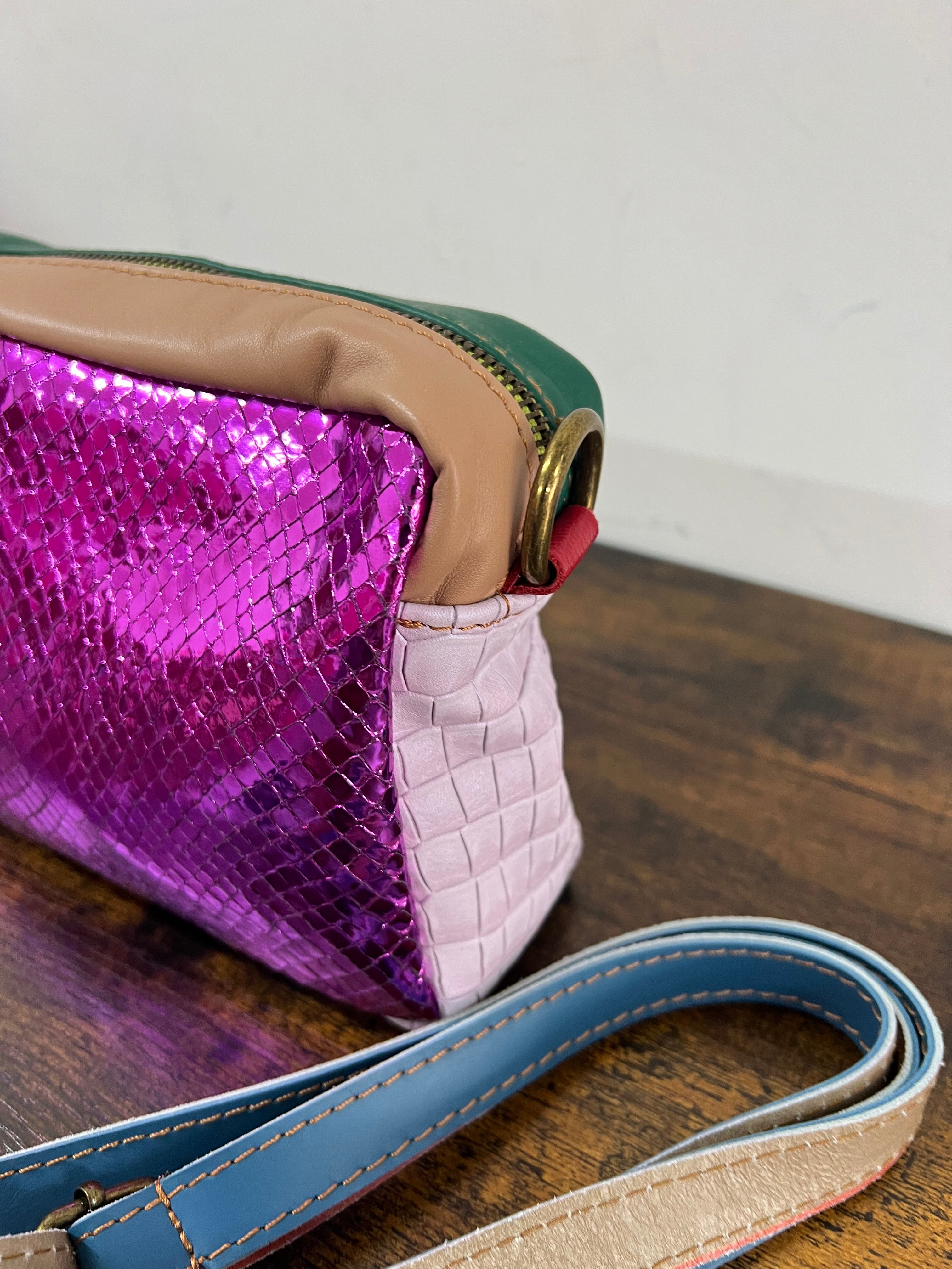Country camerabag mini patchwork fucsia lam