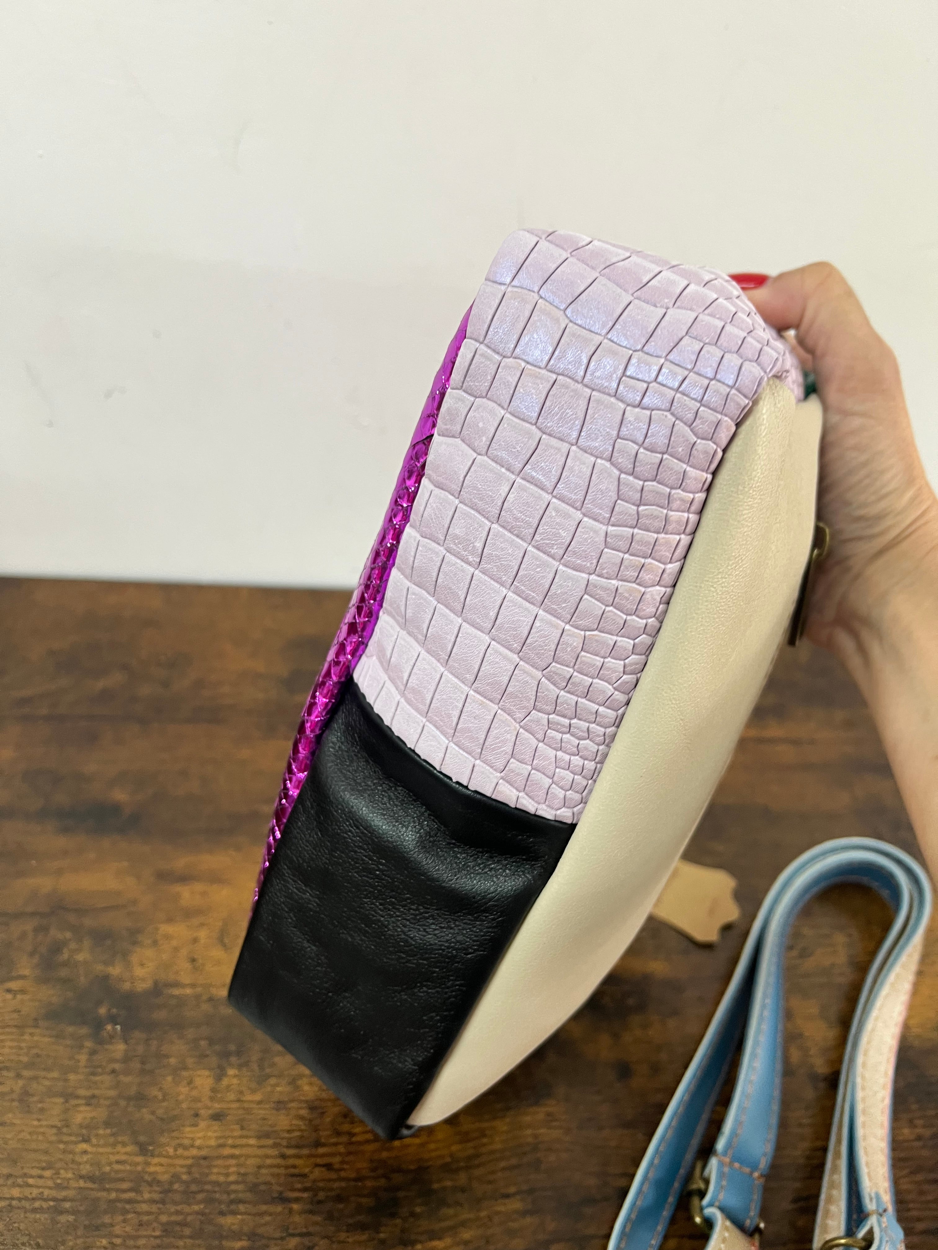 Country camerabag mini patchwork fucsia lam