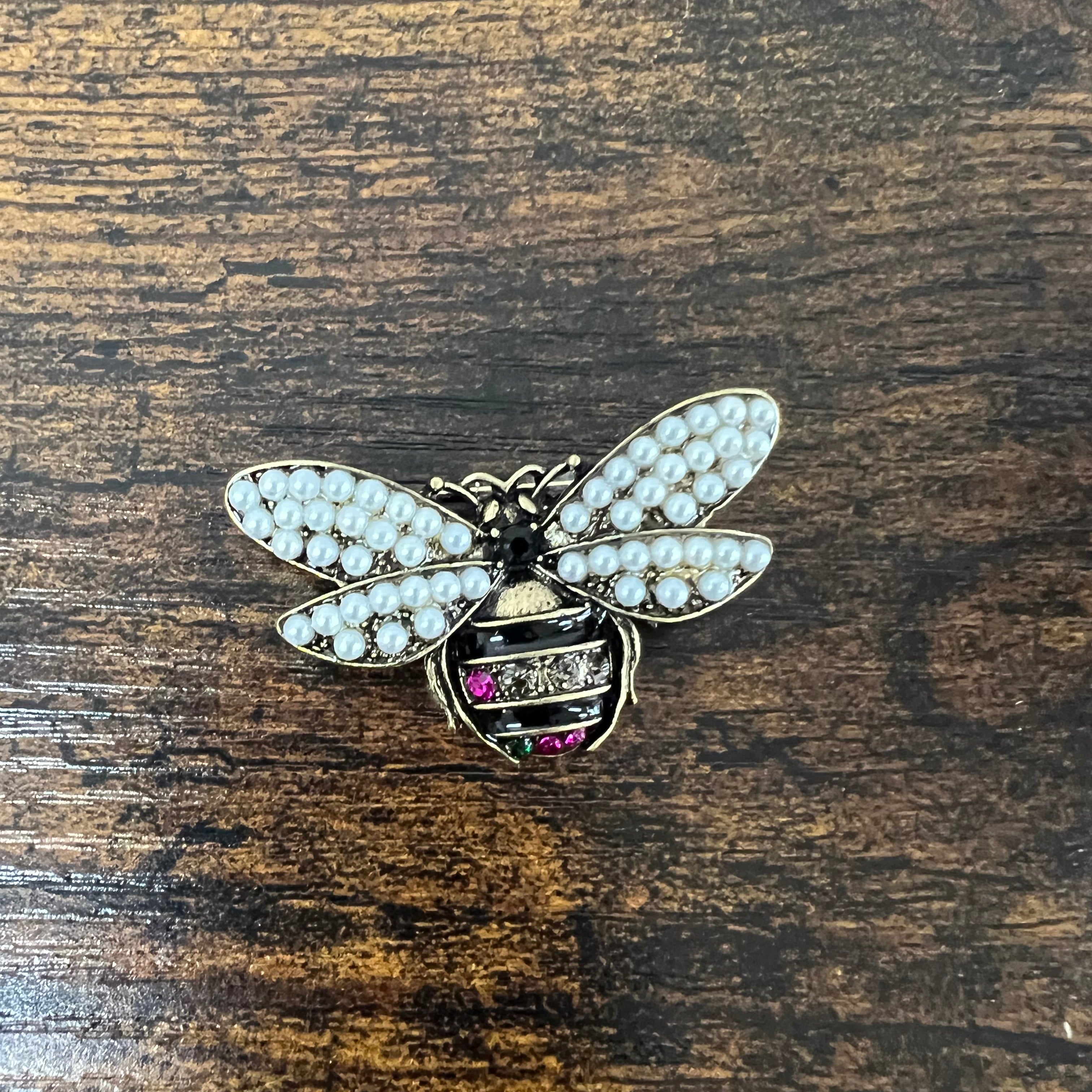 Spilla ape perline strass fucsia
