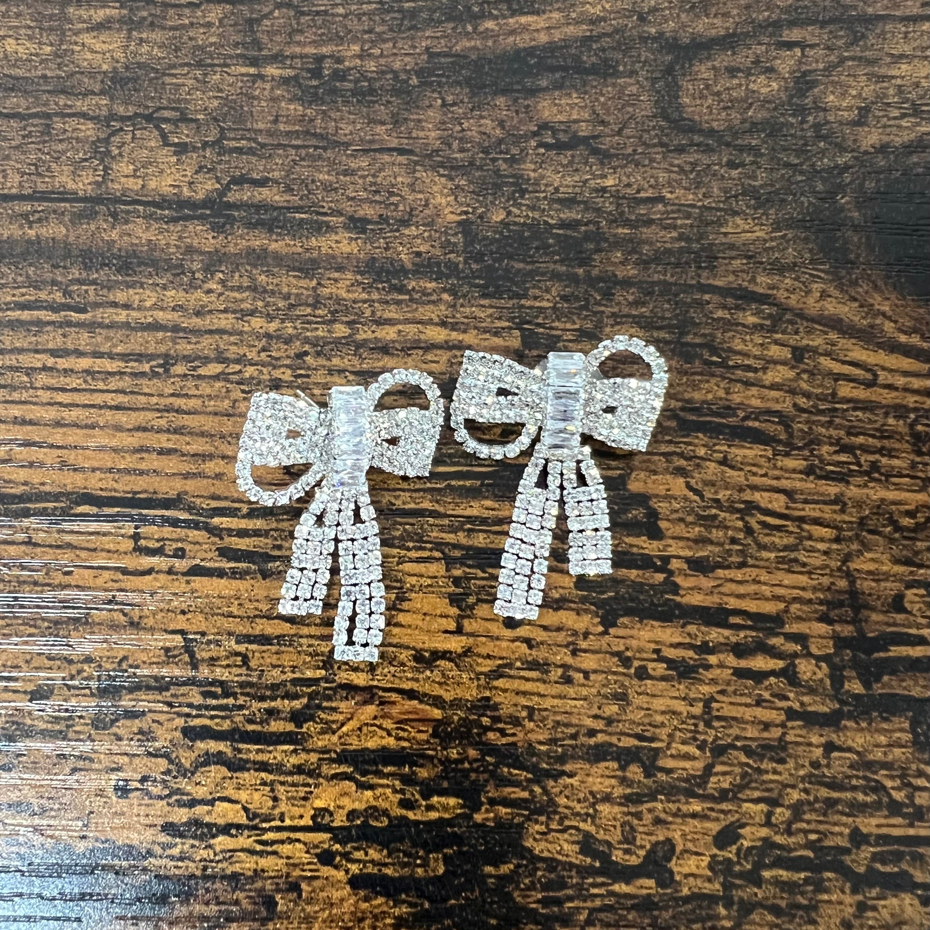 Orecchini anew strass fiocco base argentata