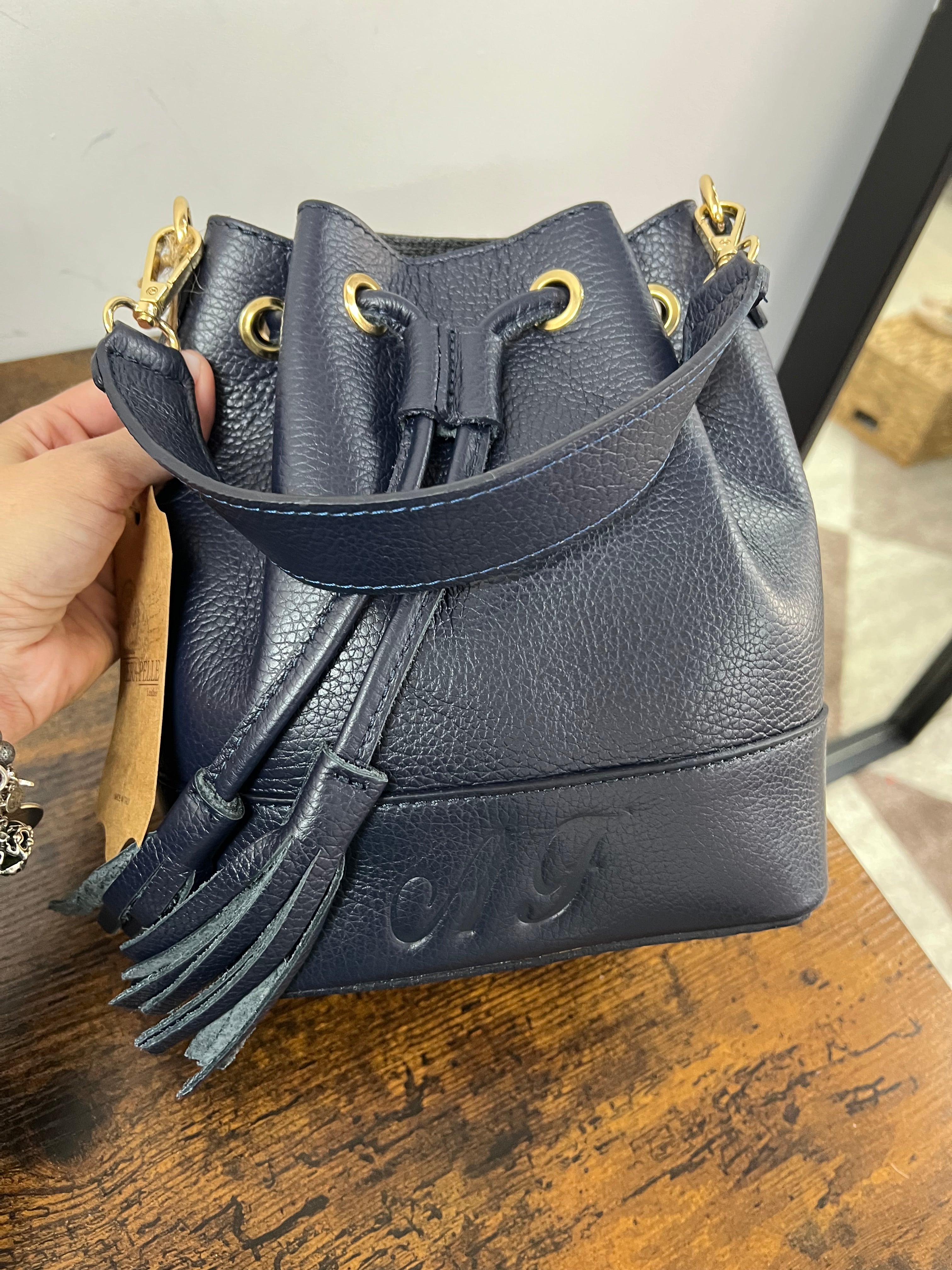 Sacchetto frange mini blu navy