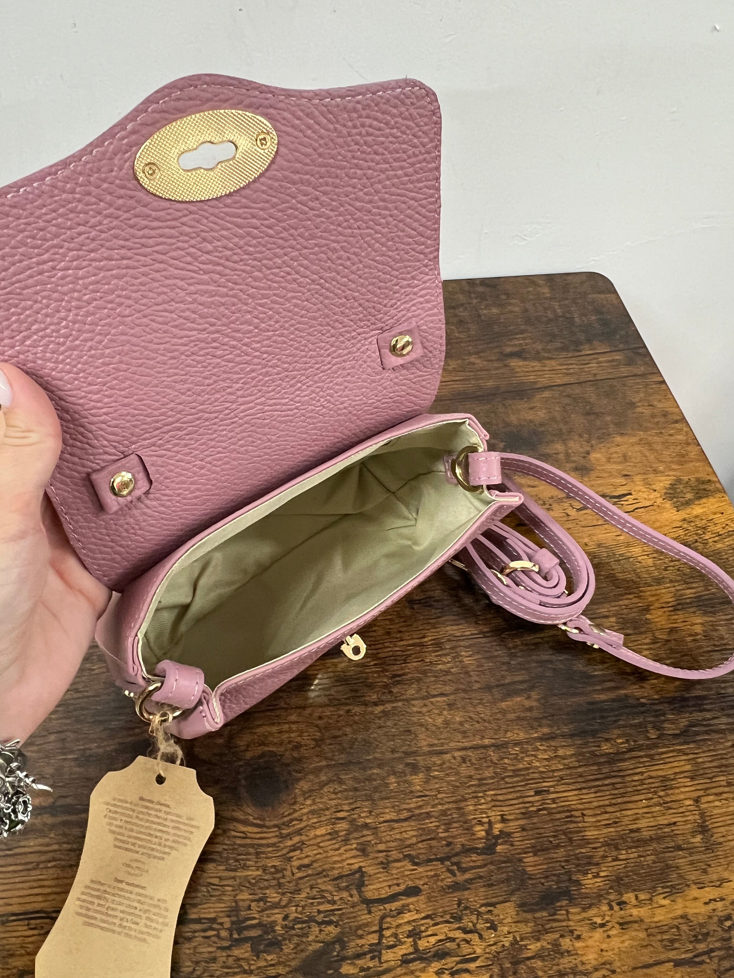 Country bag monocolore z pocket rosa antico