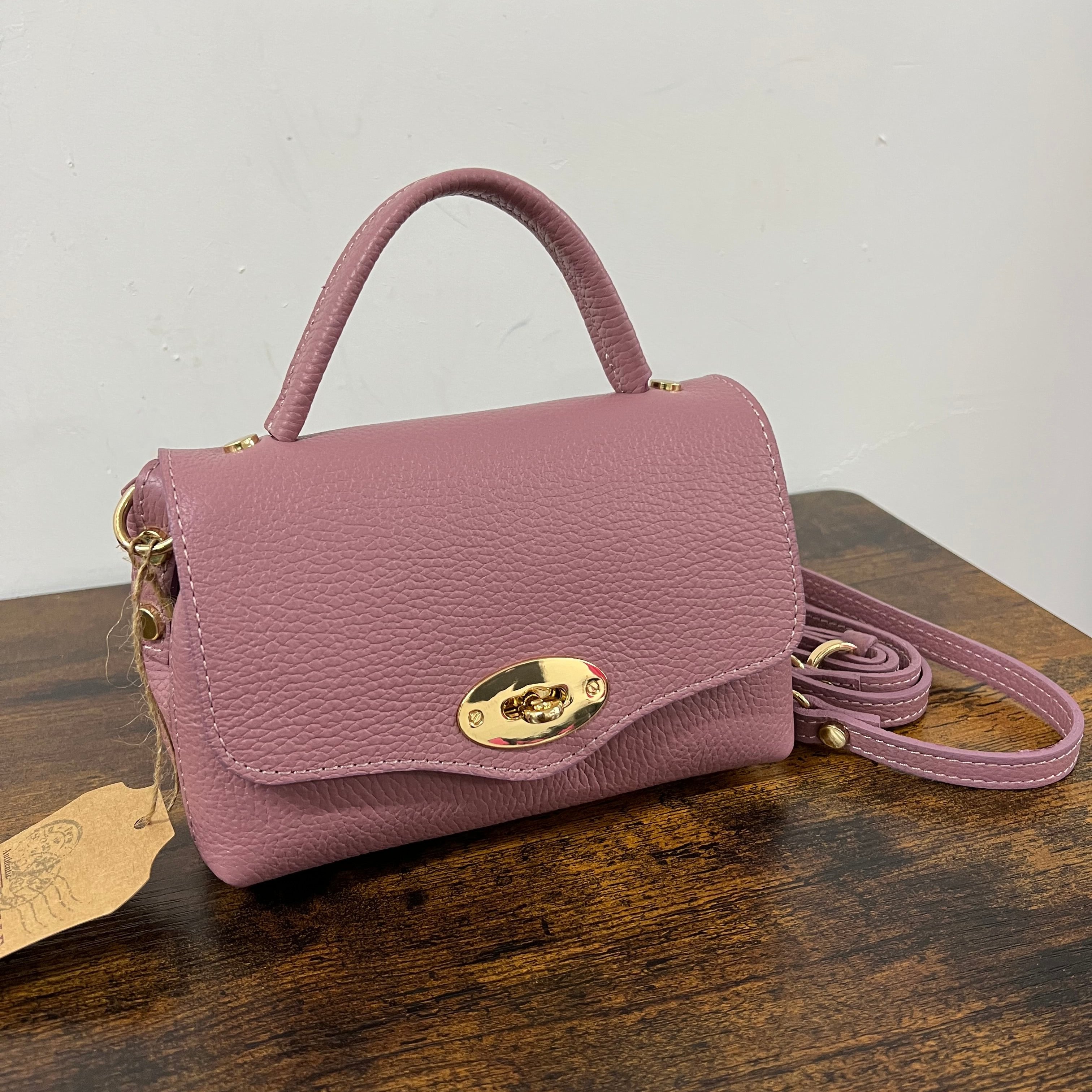 Country bag monocolore z pocket rosa antico