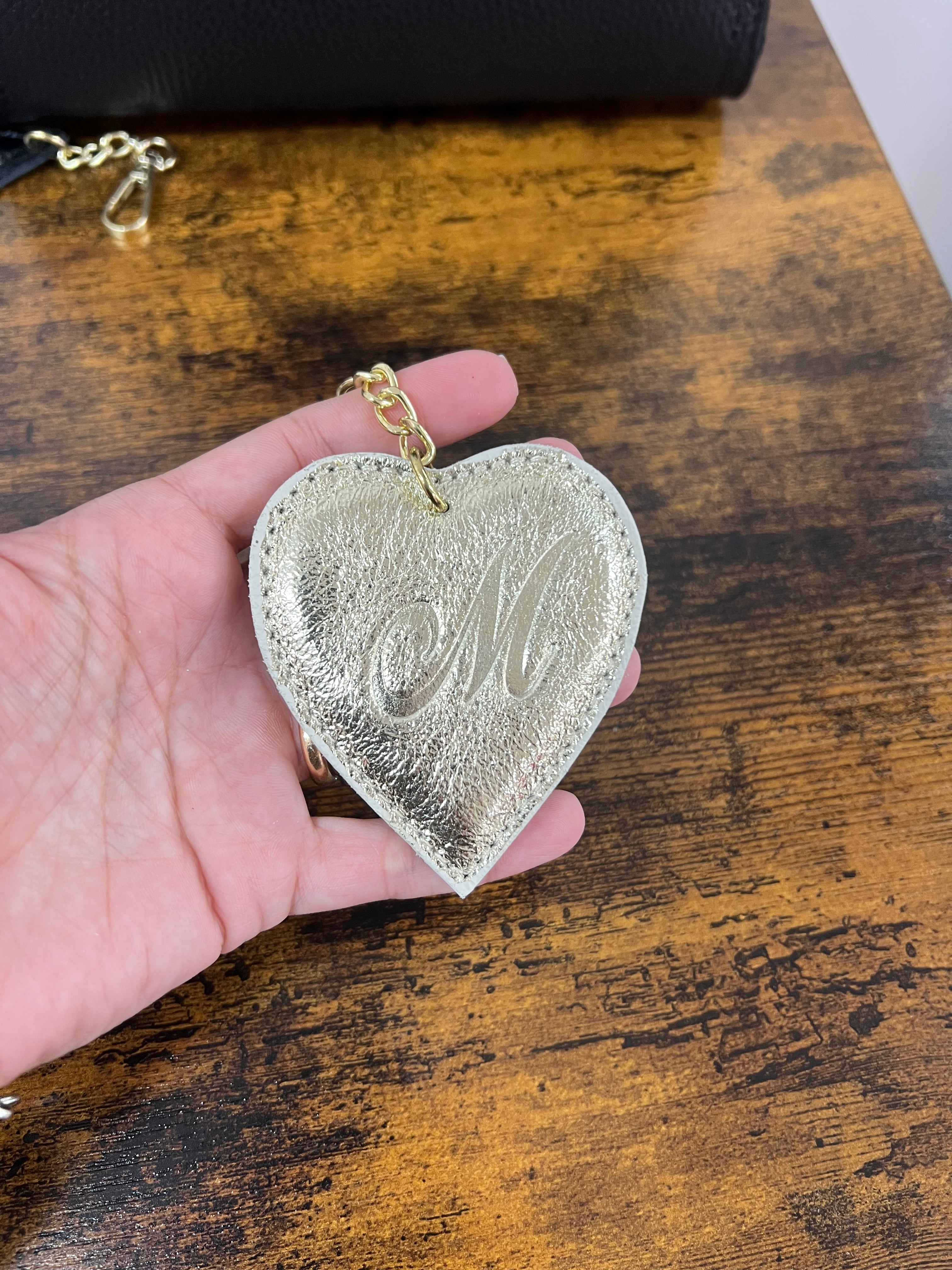 Cuore in vera pelle oro