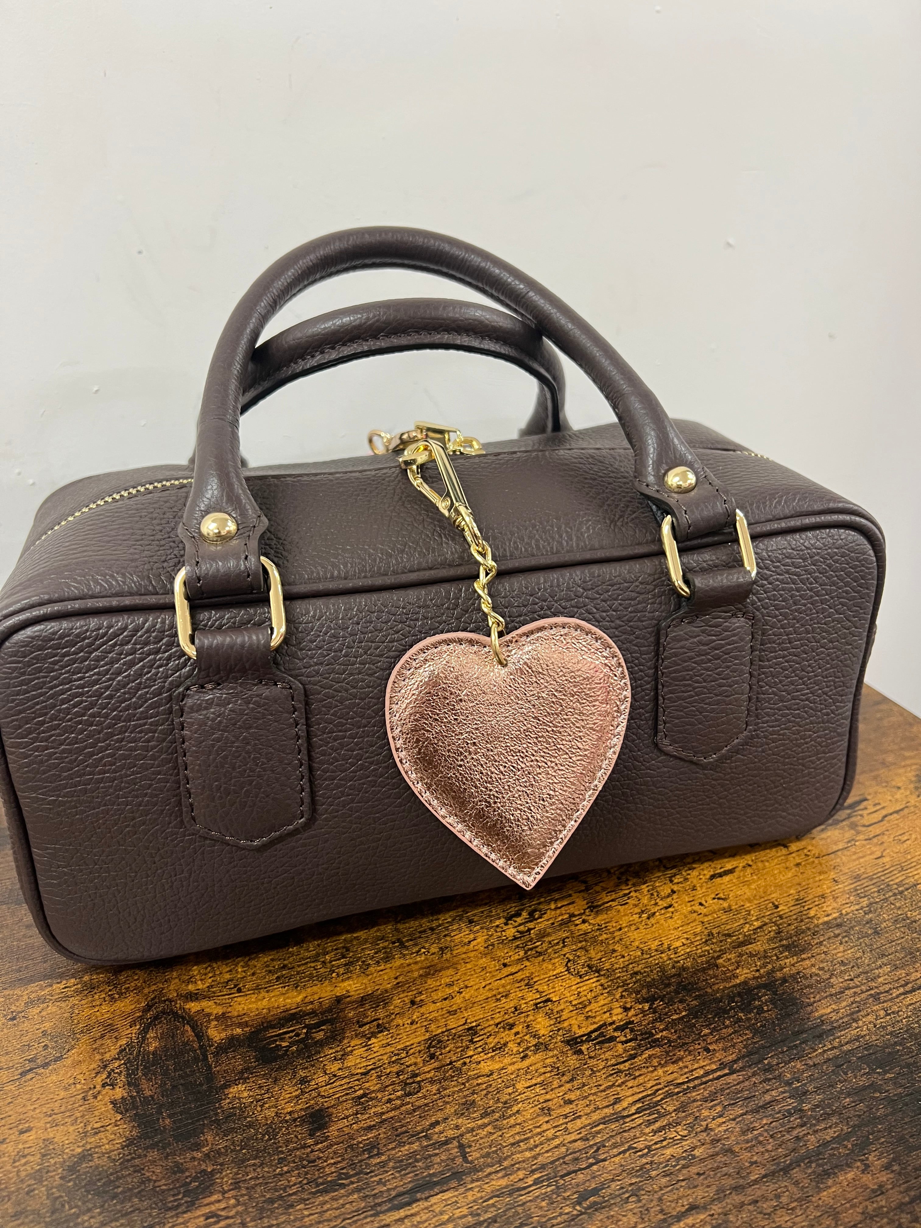 Cuore in vera pelle oro rosa