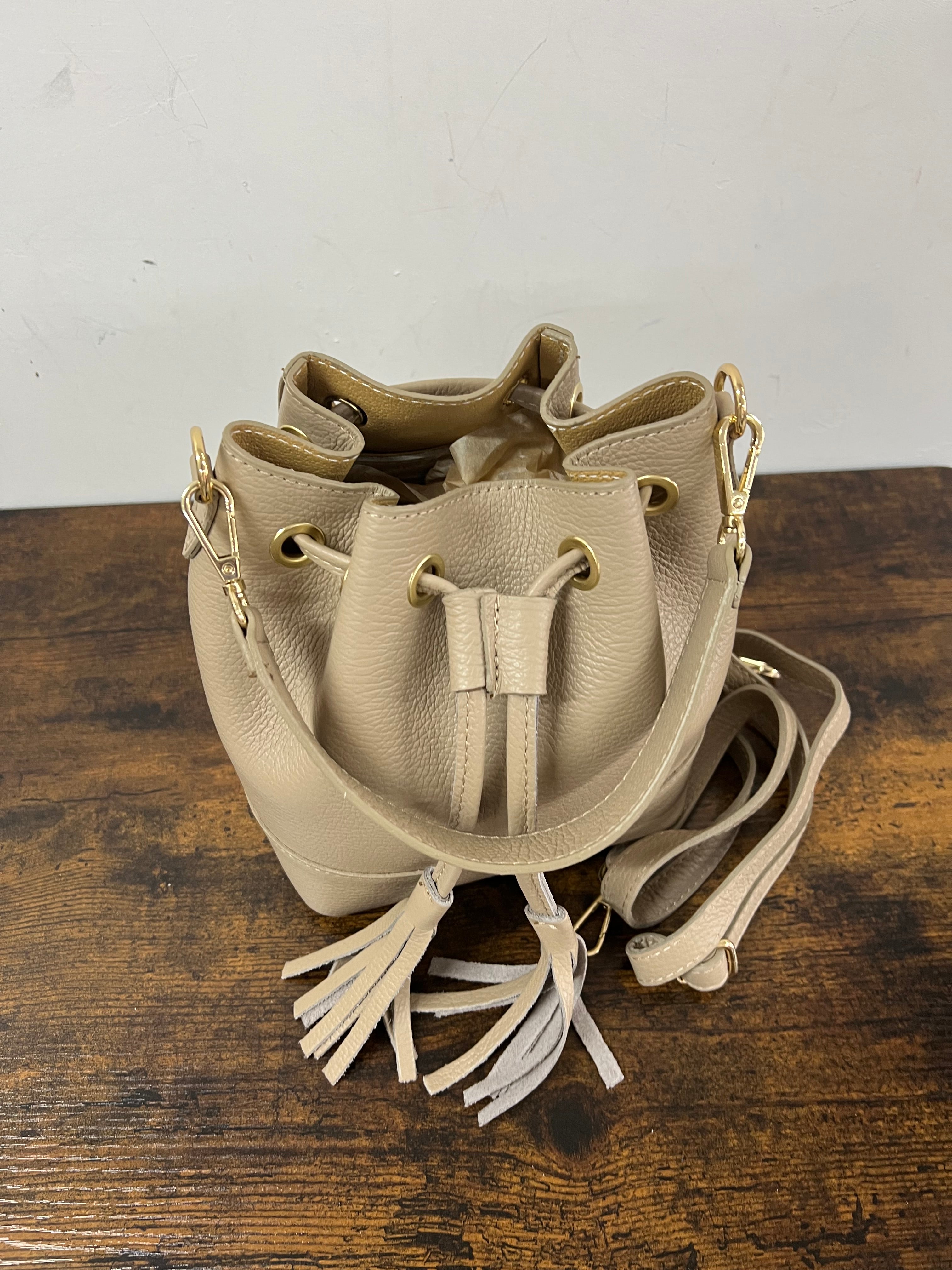 Sacchetto frange mini tortora