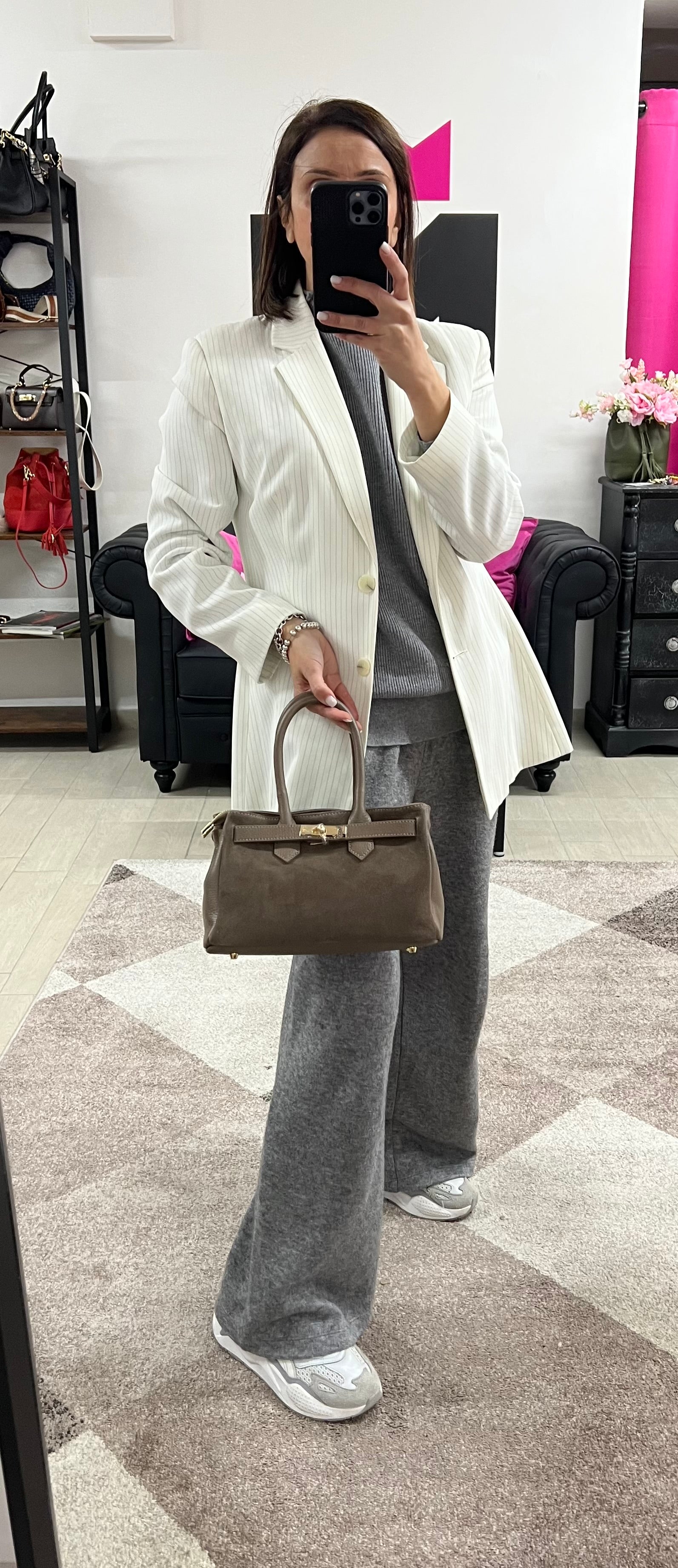 Shopper horse suede mini fango