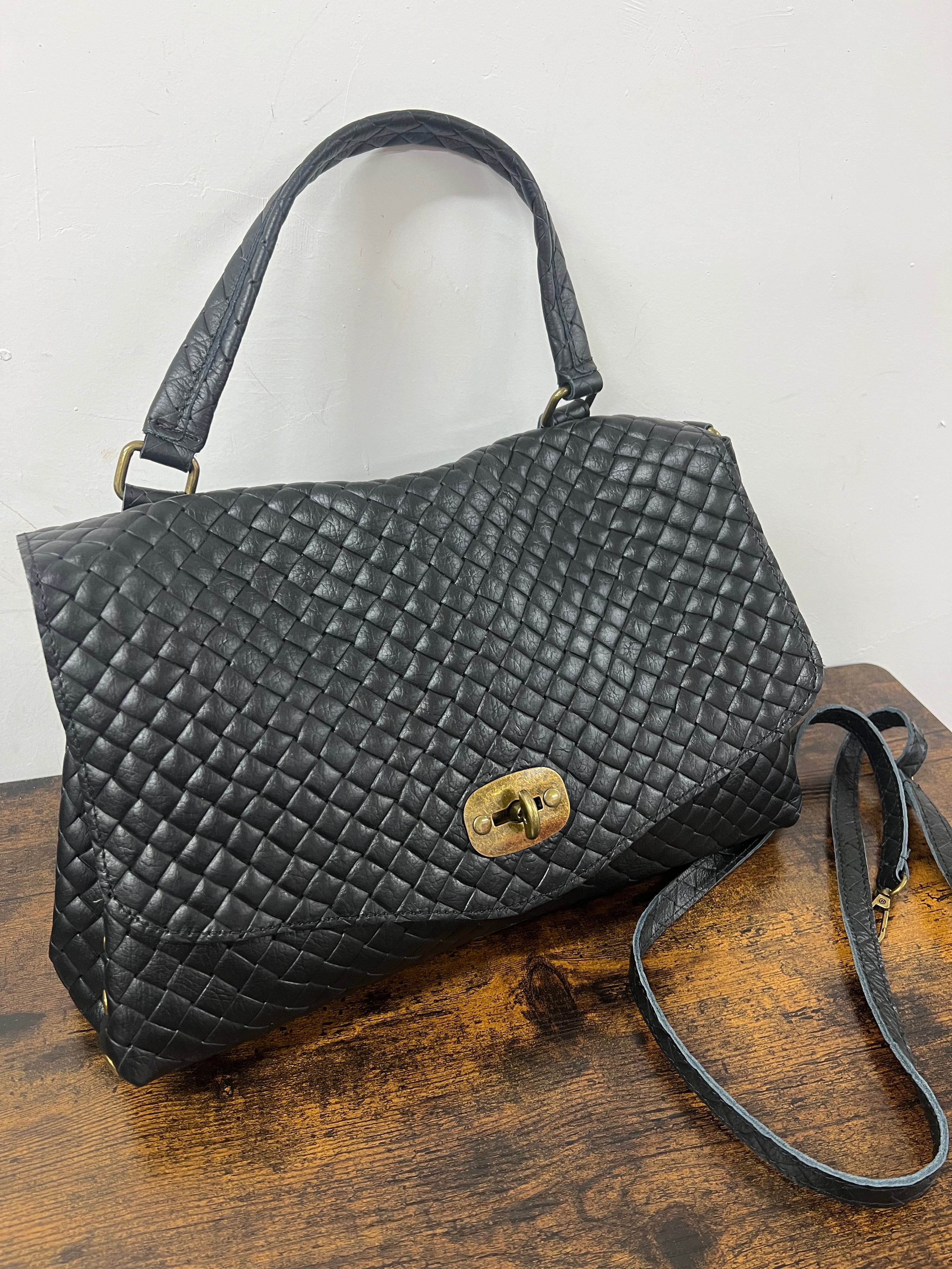 Country bag monocolore maxi intreccio nero