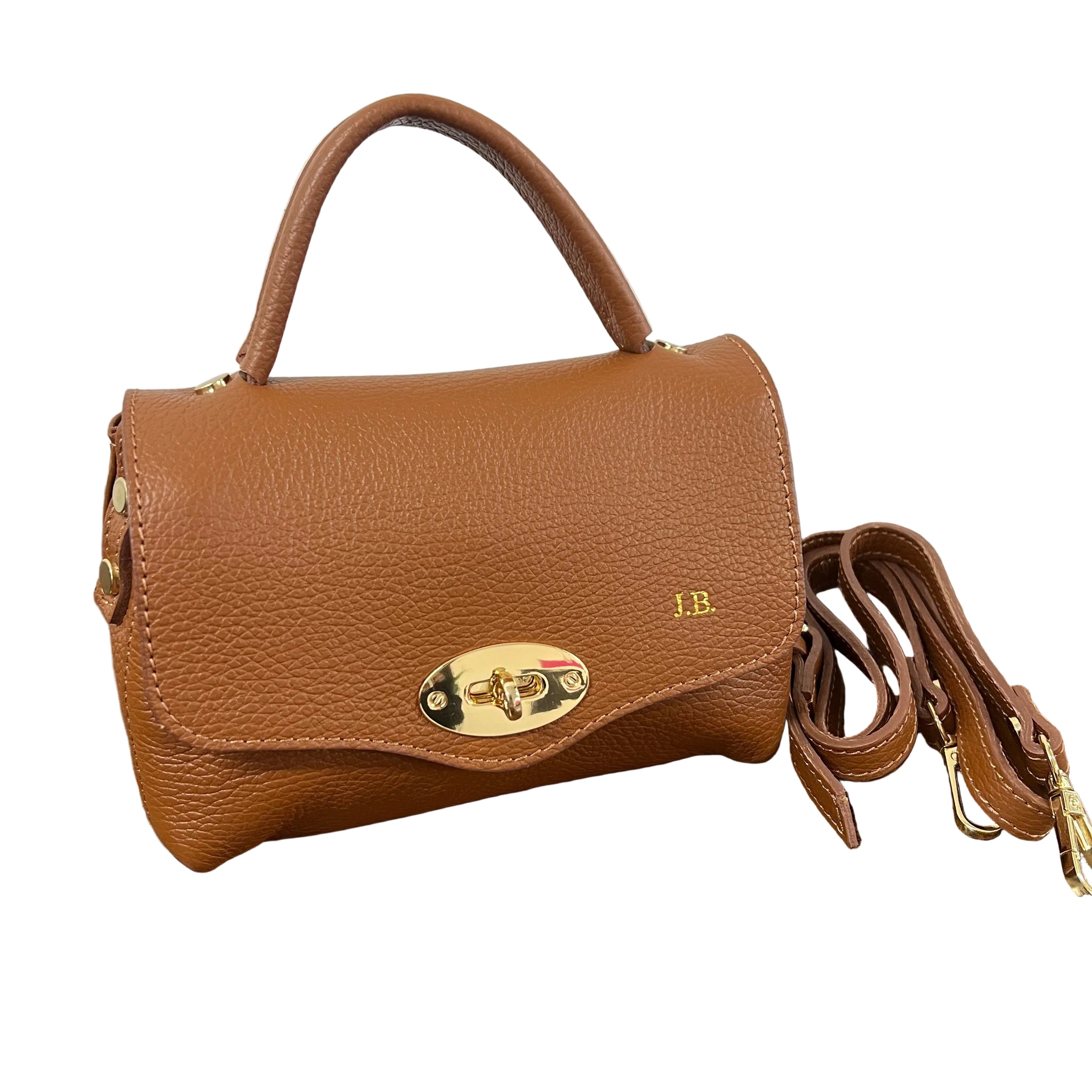 Country bag monocolore z pocket cuoio scuro