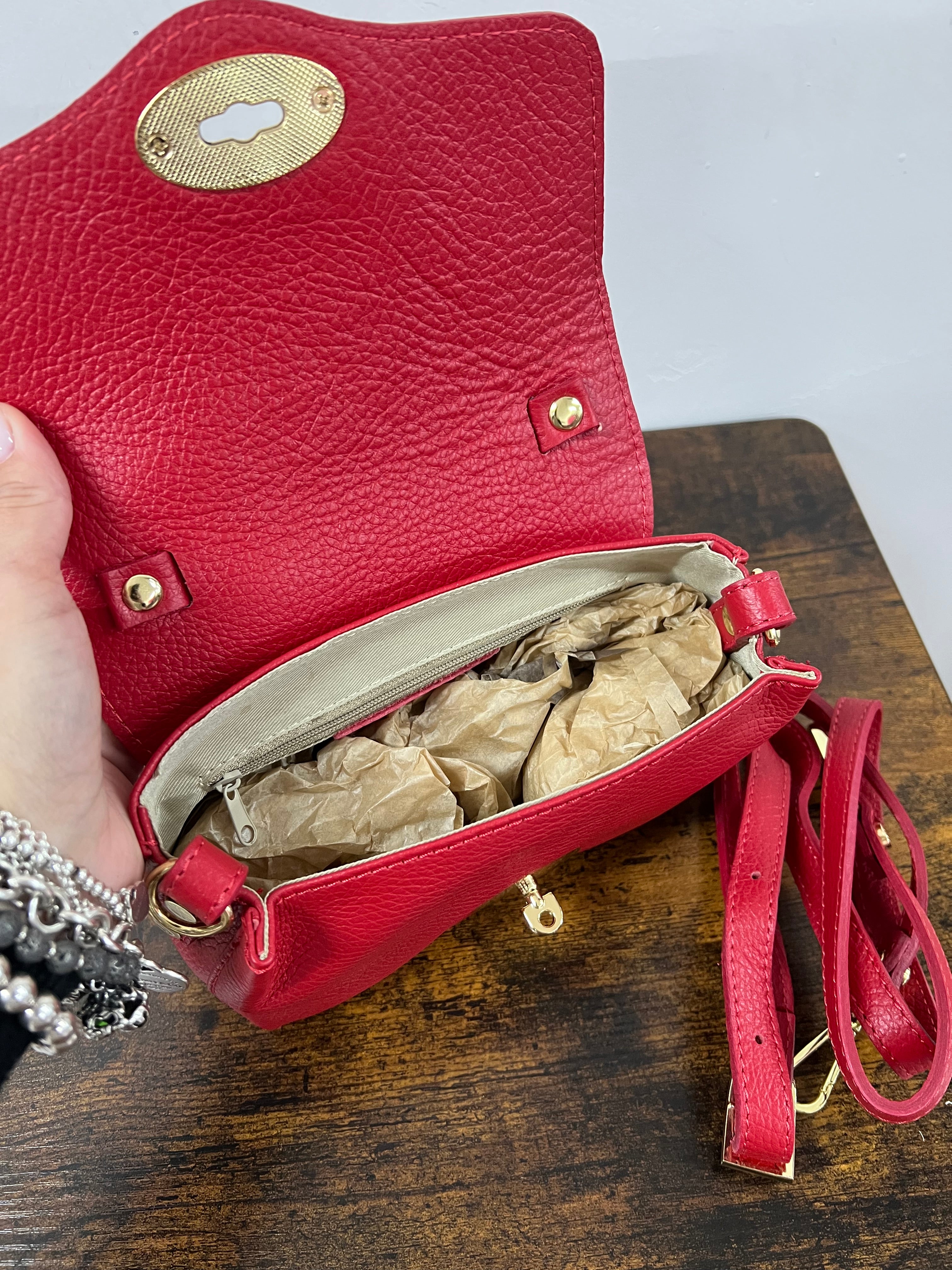 Country bag monocolore z pocket rosso