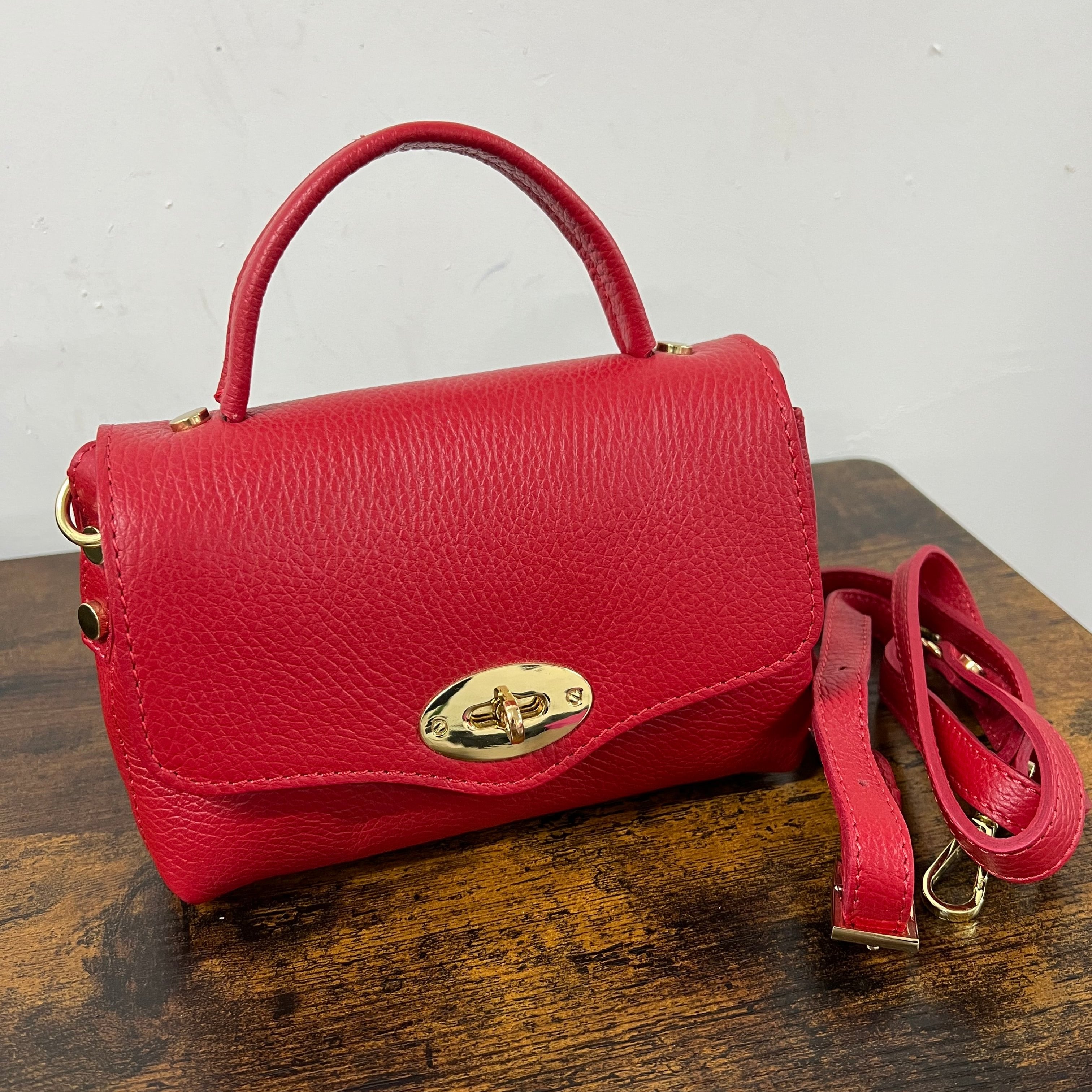Country bag monocolore z pocket rosso