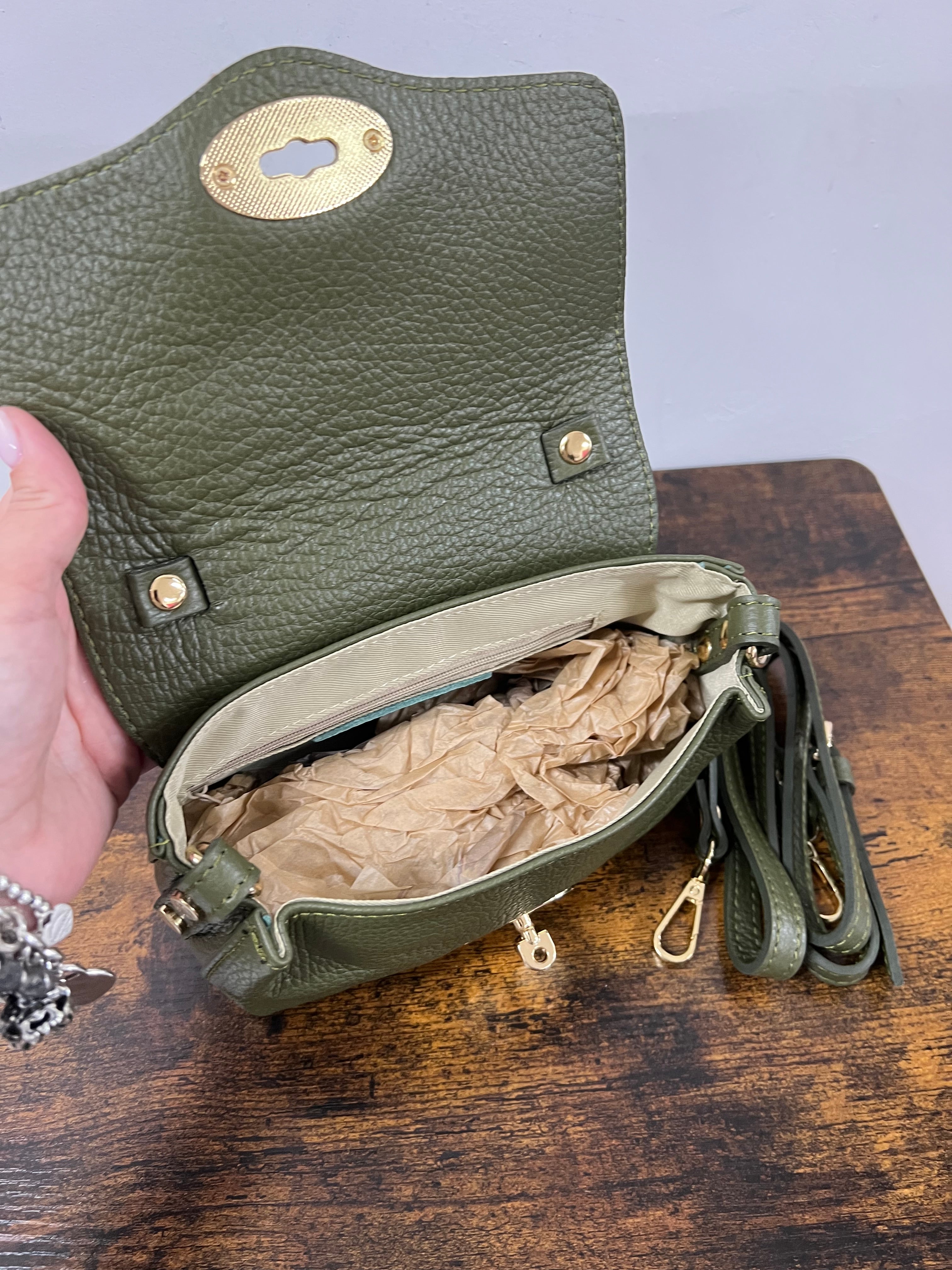 Country bag monocolore z pocket verde militare