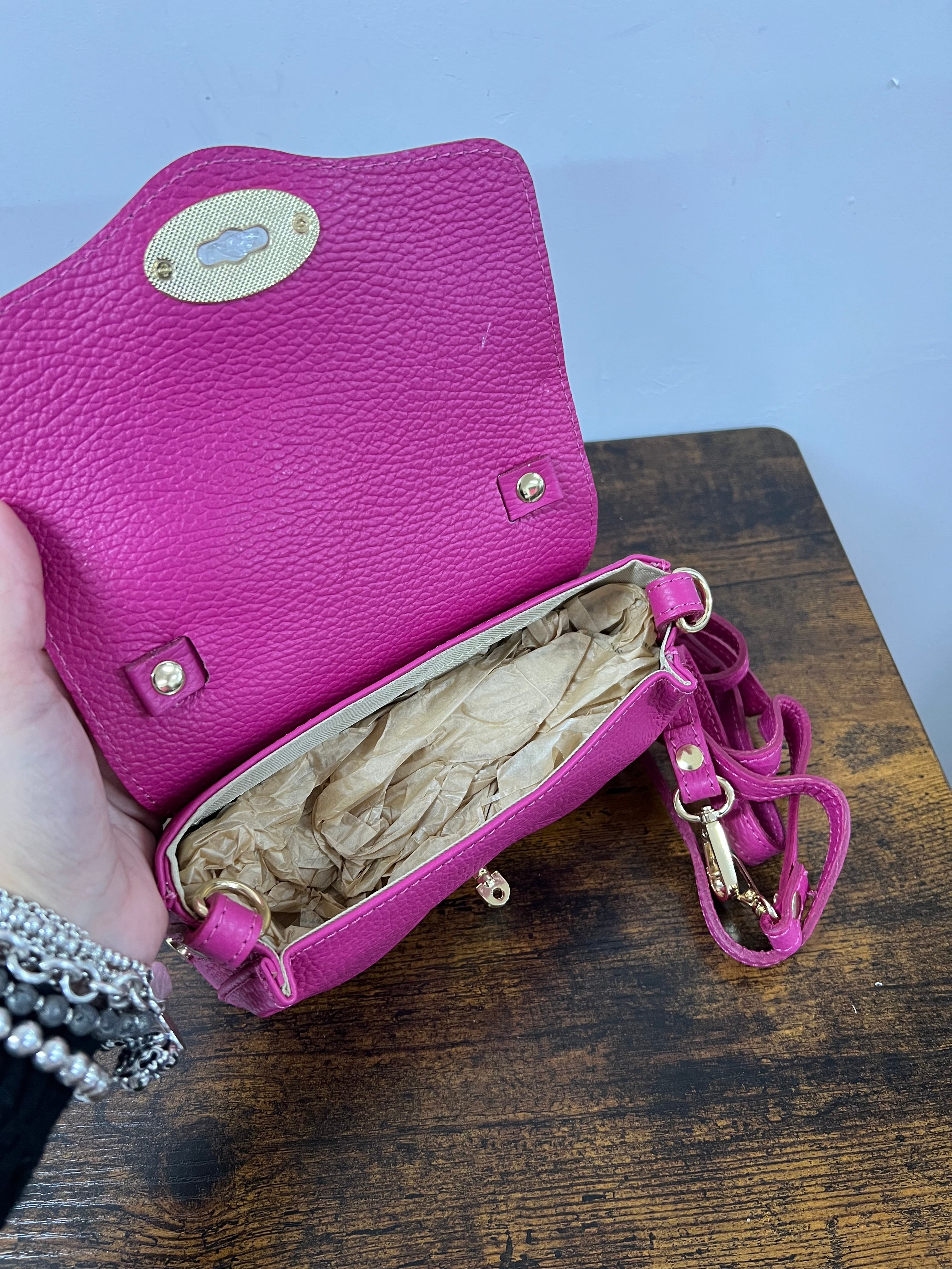 Country bag monocolore z pocket fucsia