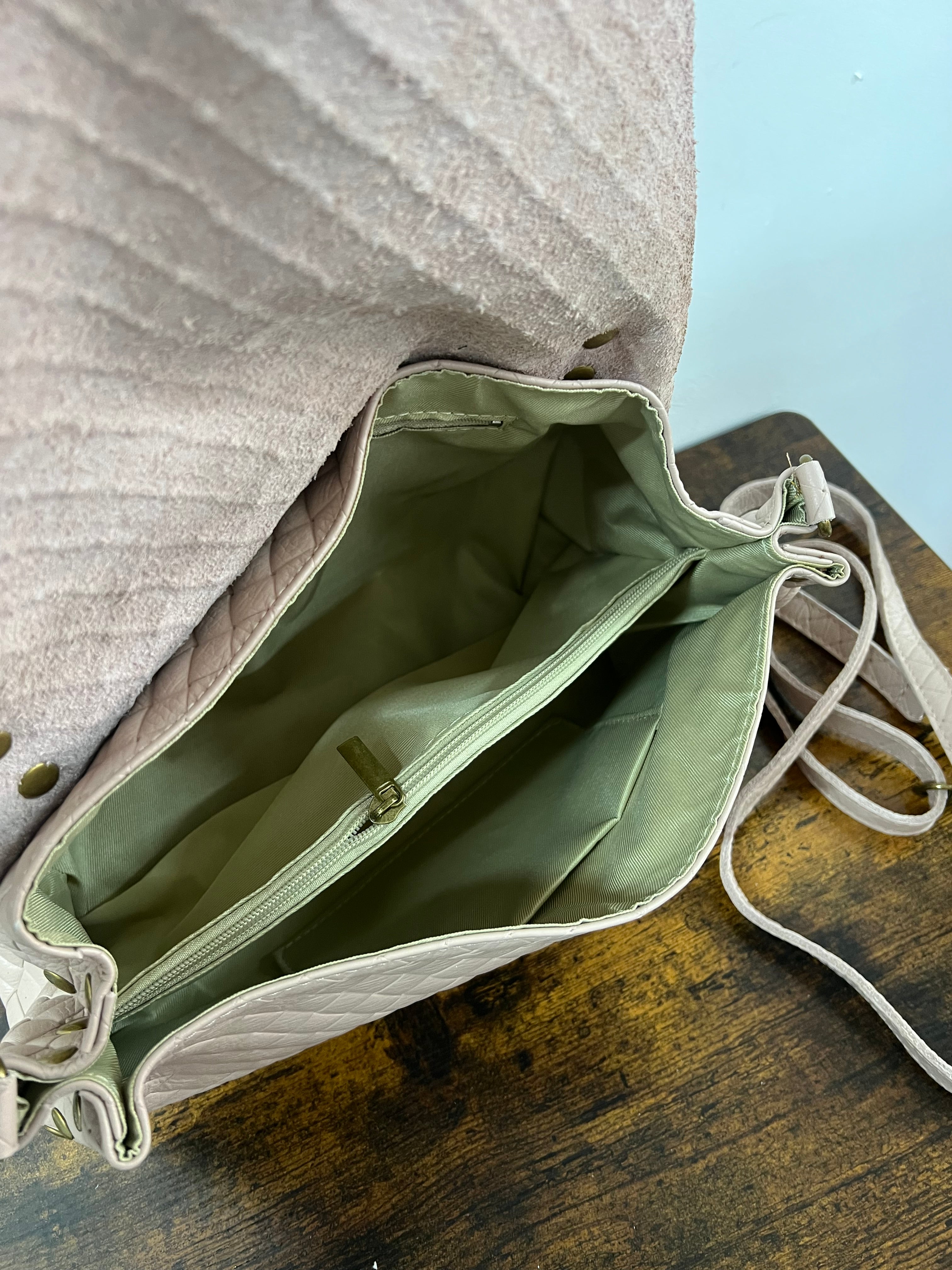 Country bag monocolore z media intreccio nude