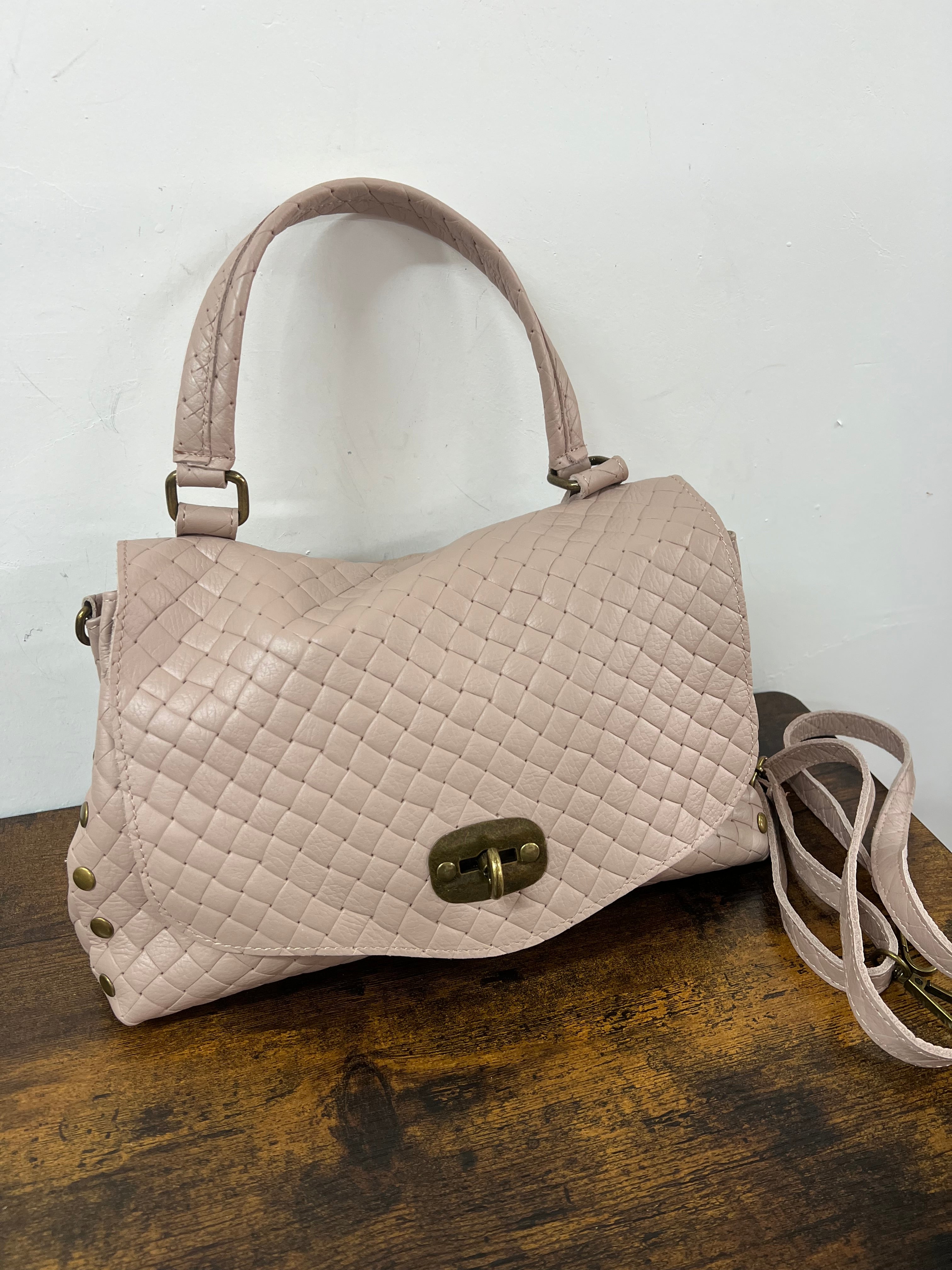 Country bag monocolore z media intreccio nude