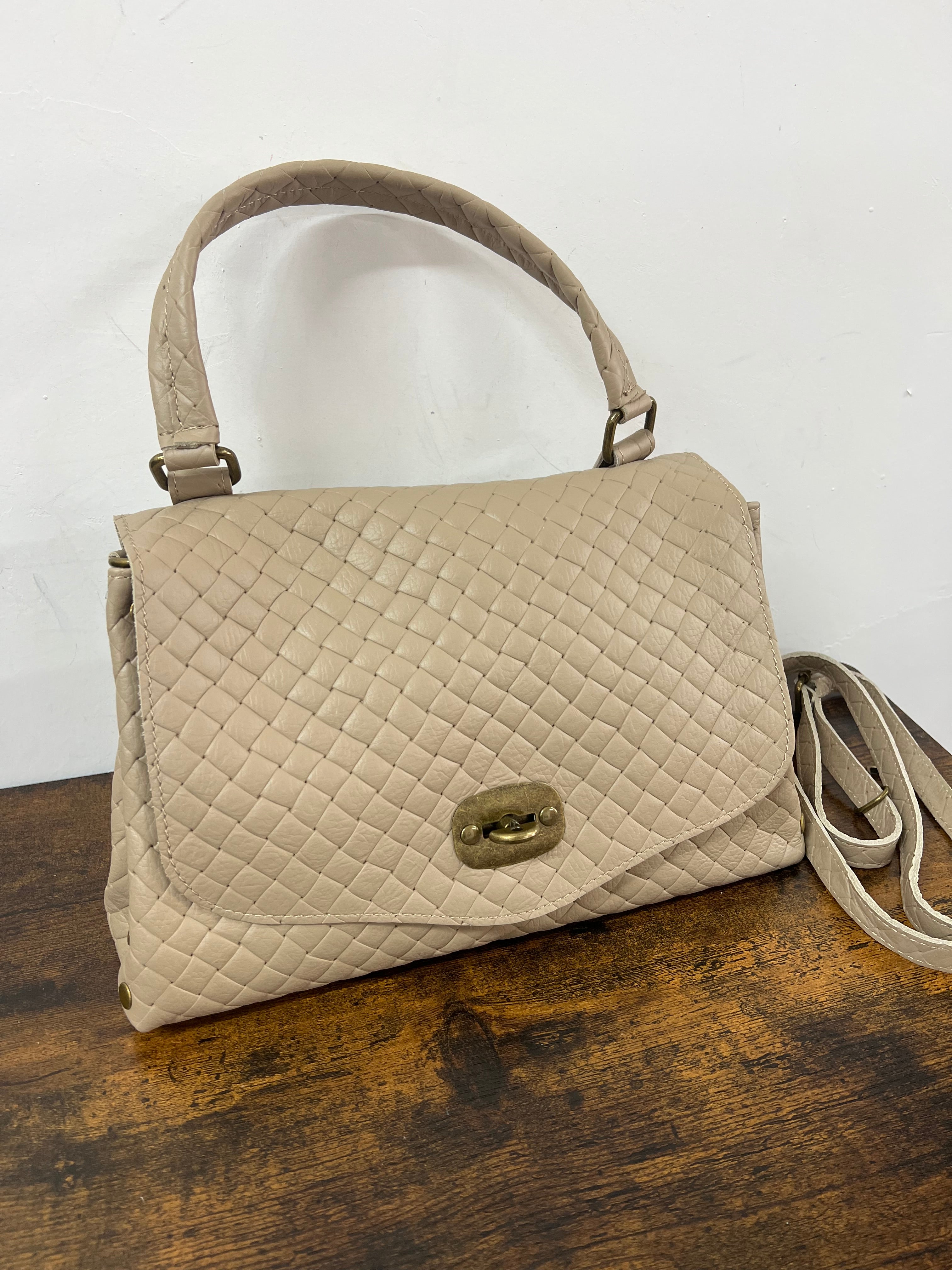 Country bag monocolore maxi intreccio tortora