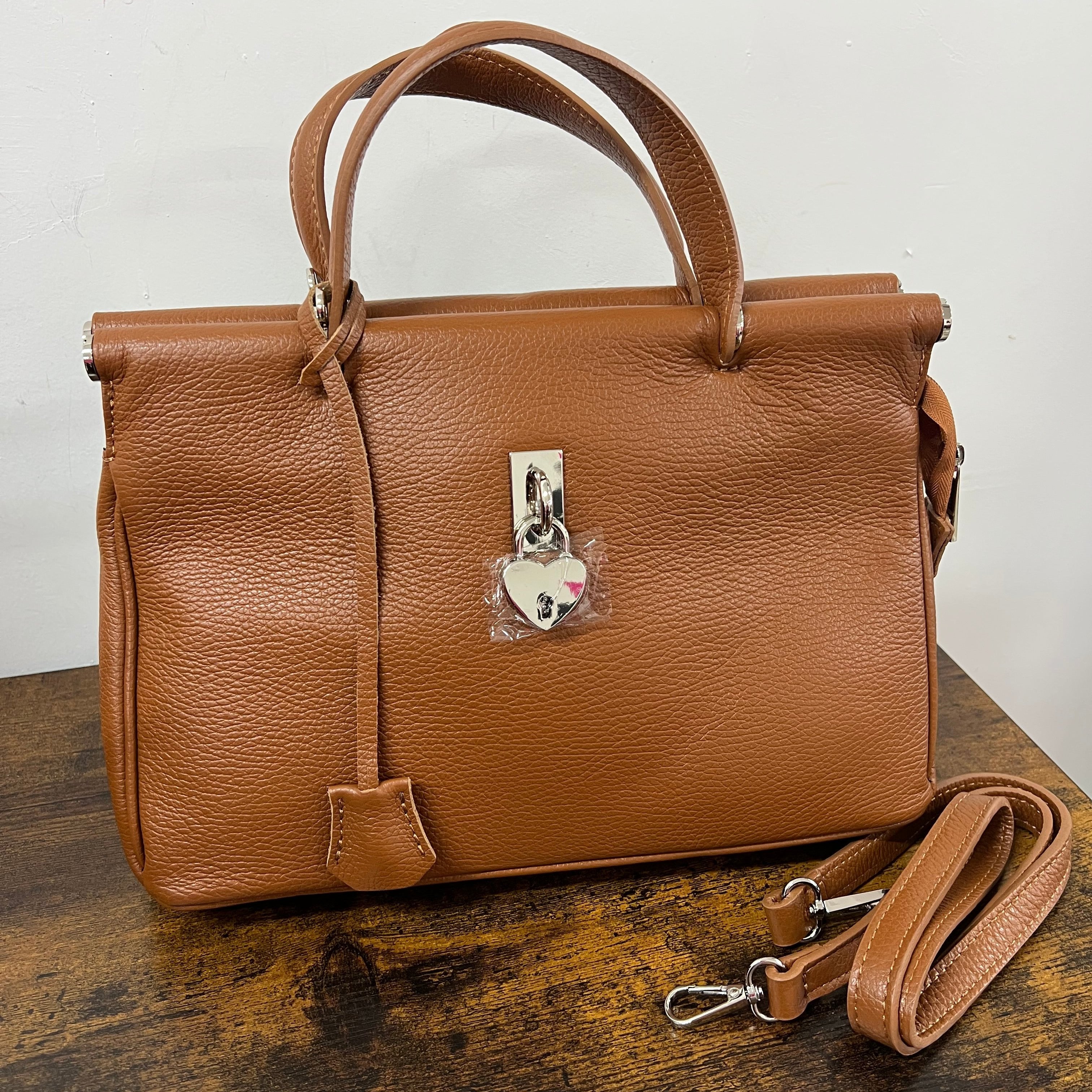 Tote mini cuore cuoio scuro