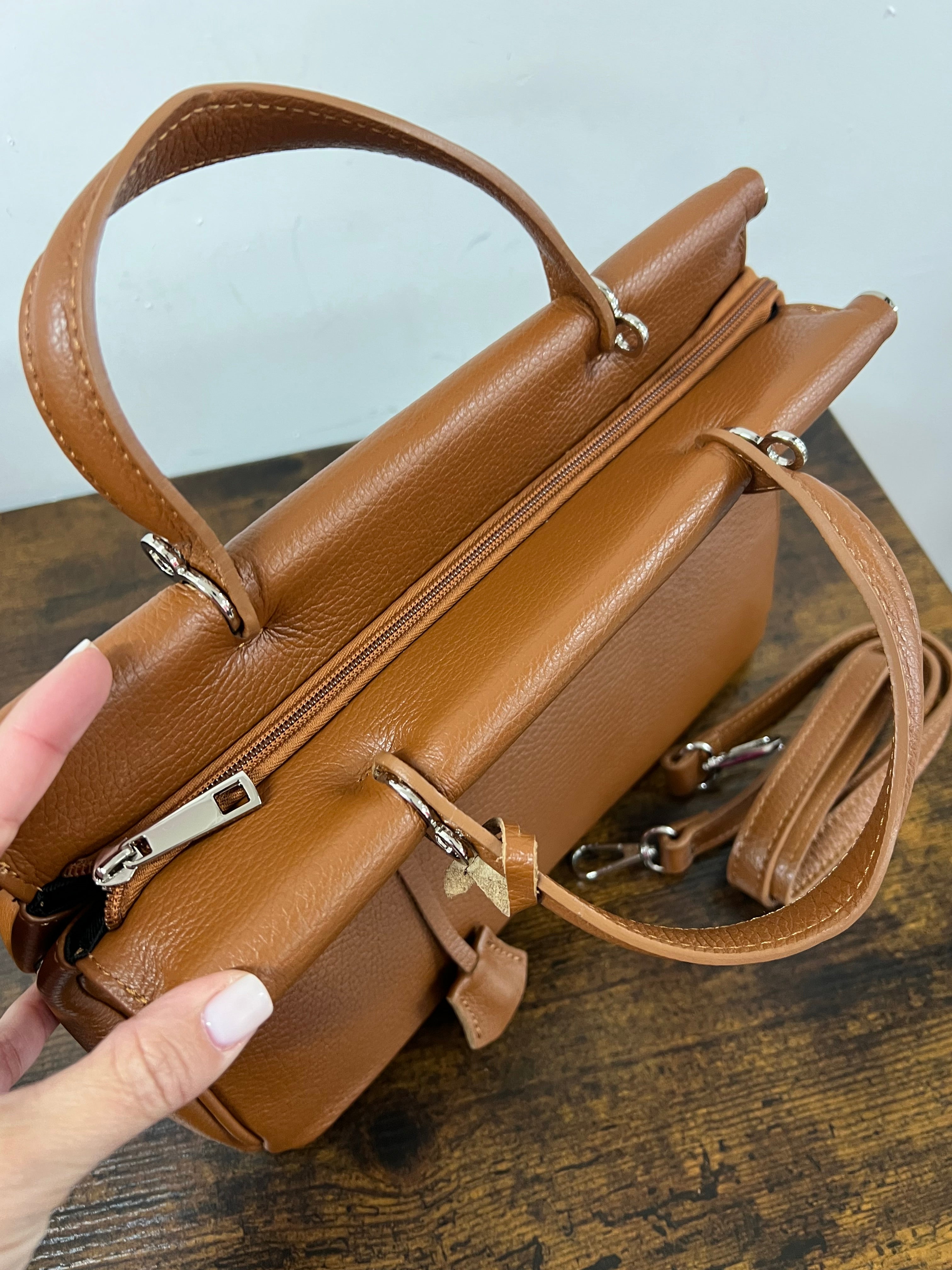 Tote mini cuore cuoio scuro