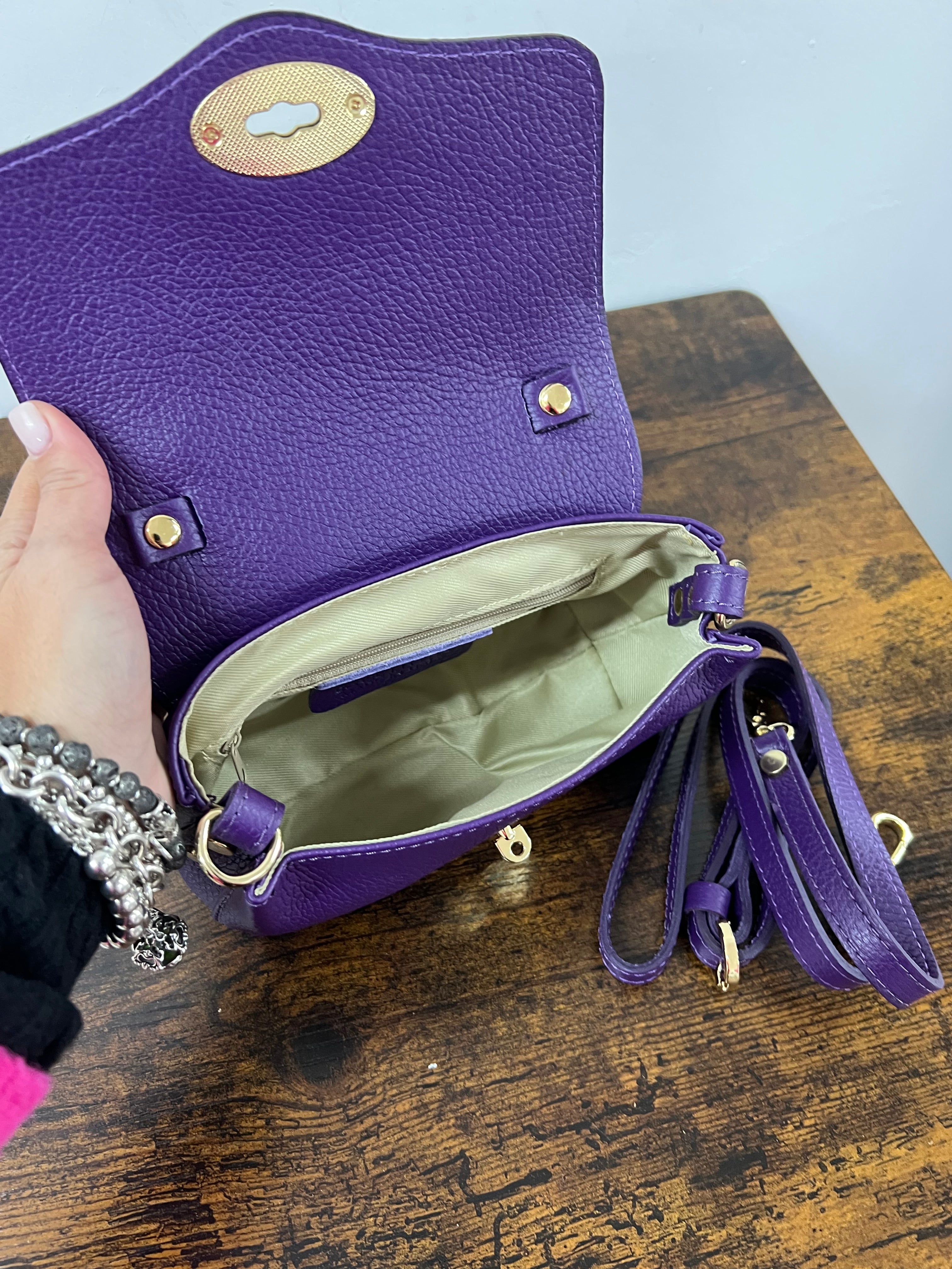 Country bag monocolore z pocket viola
